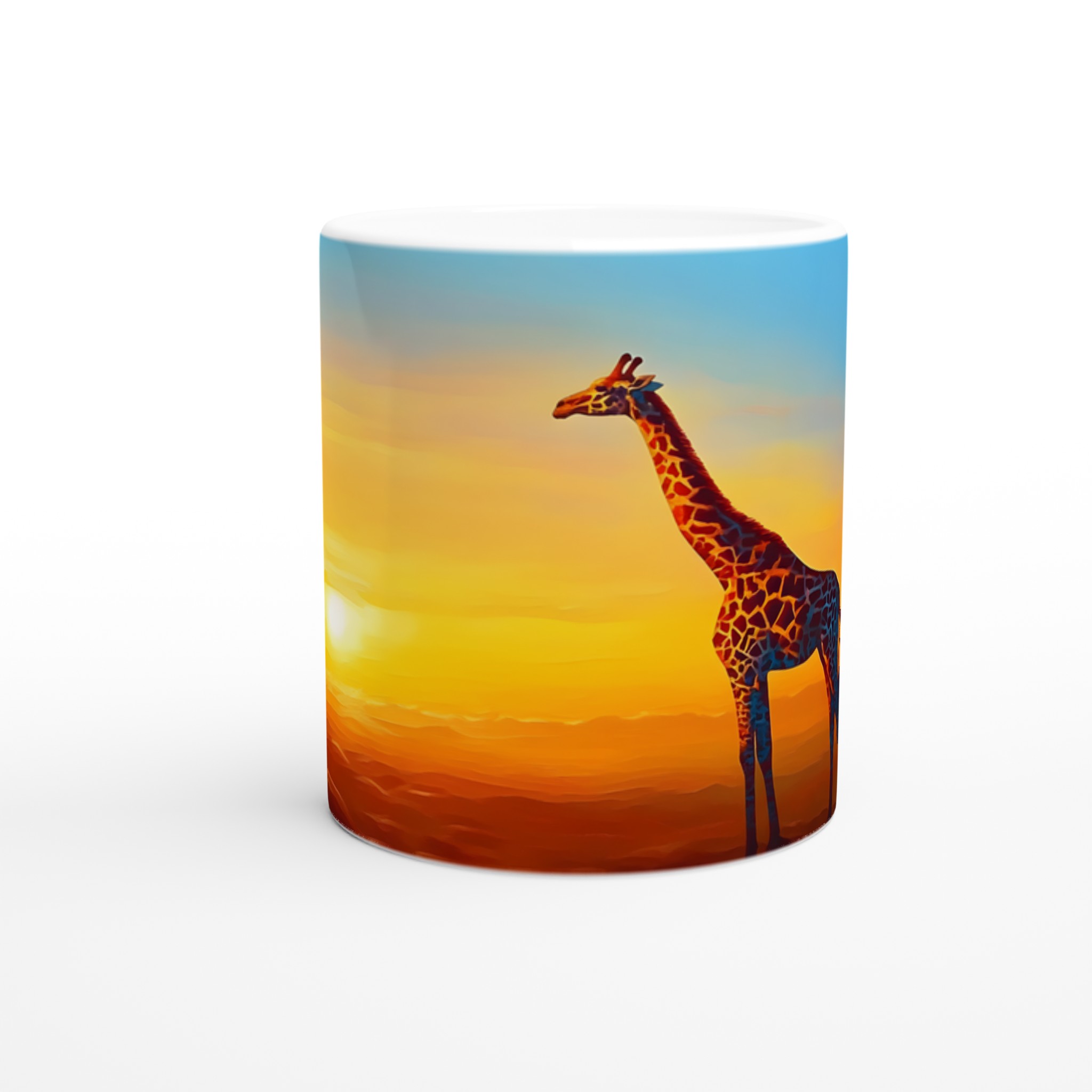 Giraff Silhouette Kaffemugg – Fängslande Solnedgång, 11oz Keramisk Mugg i Valfri Färg 8 d0c95767-5563-4f68-8223-4877b309a8b8