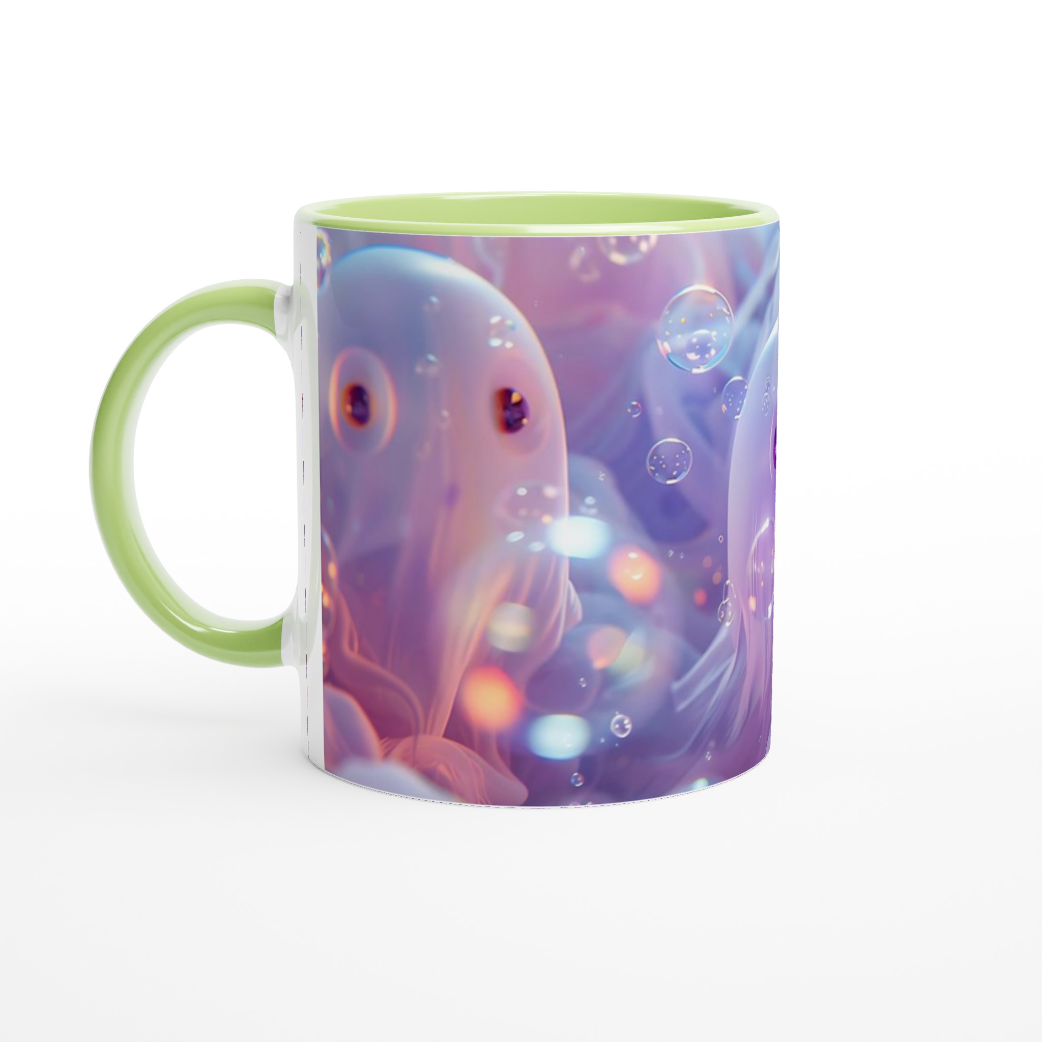 Pastell Dröm Mugg: En Vit 11oz Keramikmugg i en Värld av Ljus och Bubblor 3 d0d8d52c-4b18-4cc7-8af8-3ebee7e4ebf0