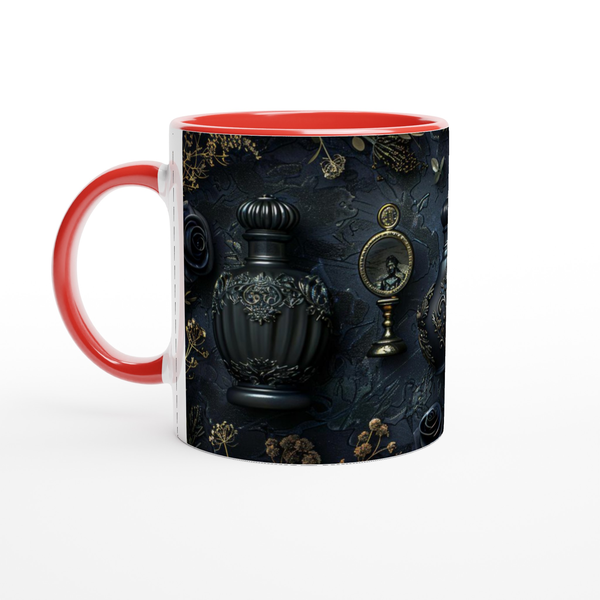 Vit 11oz keramisk mugg med elegant barockinspirerat motiv i flera färger 2 d114e1f3-9fc4-4d1e-ba1b-6a6233d08140