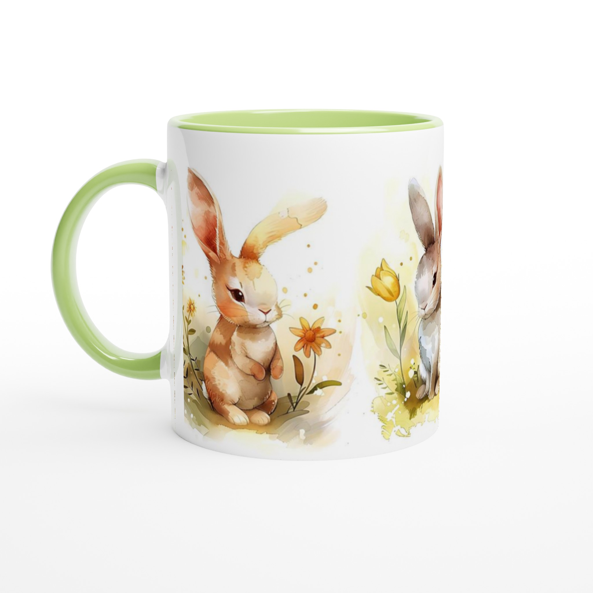Söta Vattenfärgskaniner Mugg – Charmig & Hållbar 11oz Keramikmugg i Valfri Färg 3 d1431941-6222-40ef-bd57-64a0597b65a5