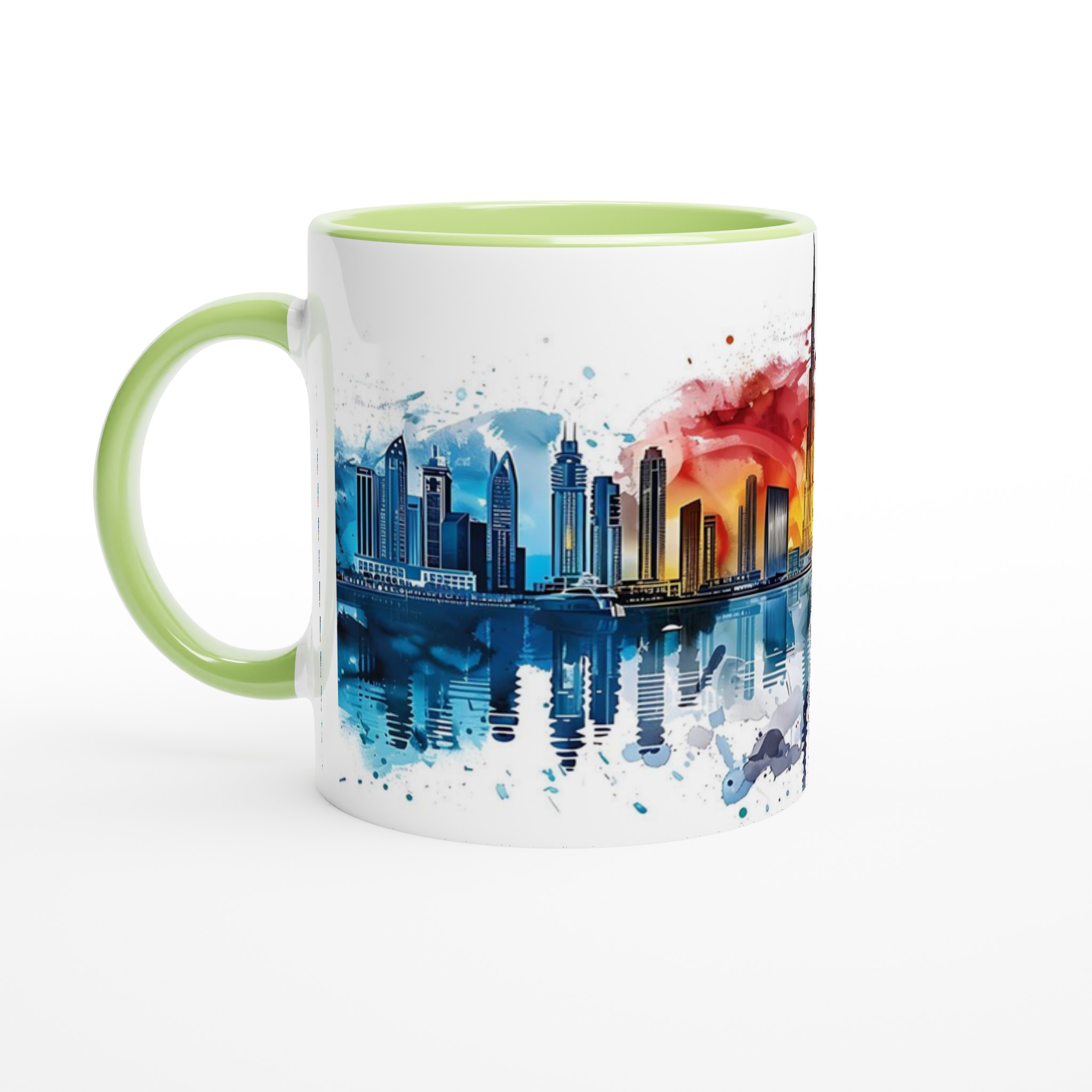 Dubai Skyline Akvarell Mugg – Färgstark Keramisk Kaffemugg för Kulturella Älskare 3 d18820db-ecd0-4fef-9334-411b3d4ec48b