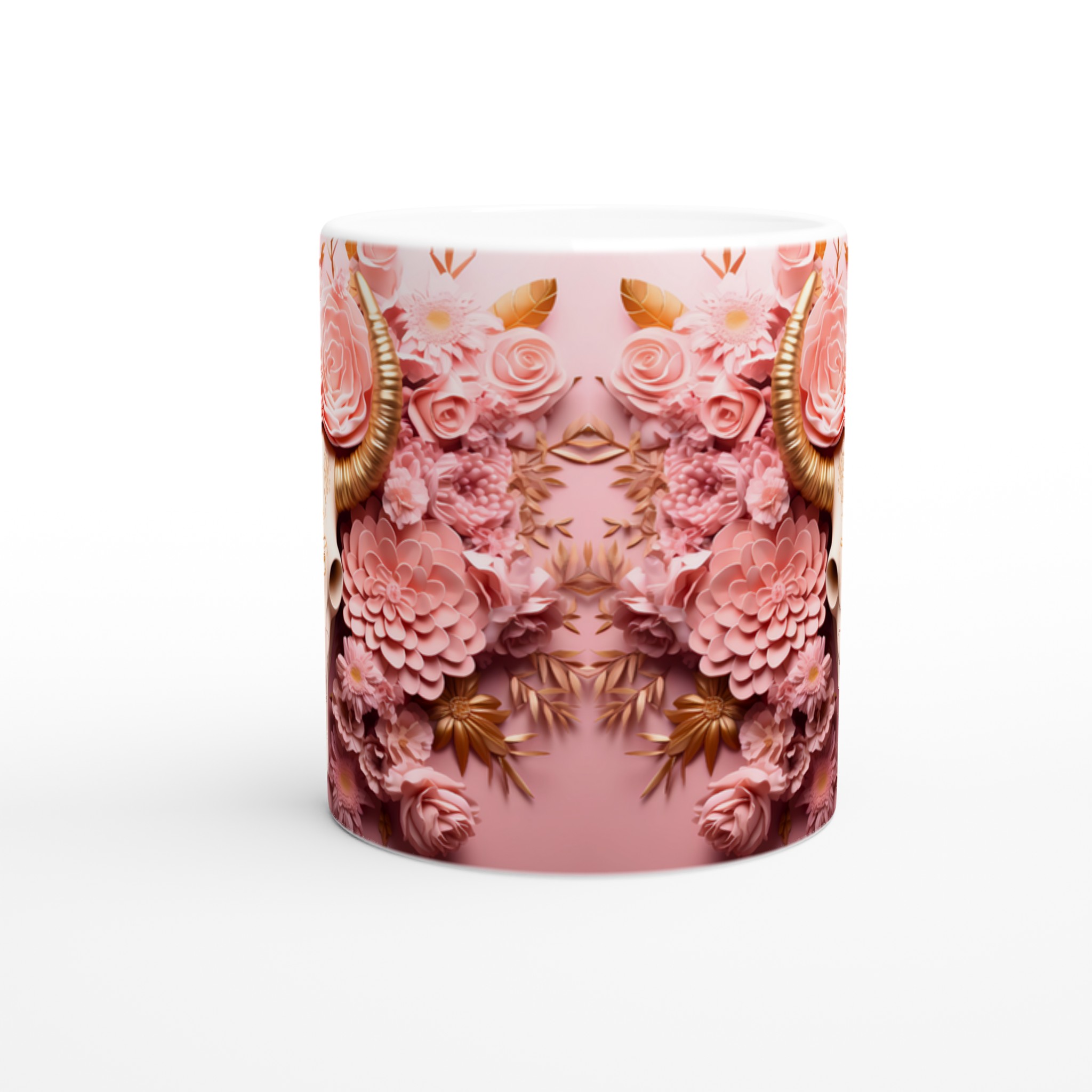 Elegant Boho Chic Keramikmugg – Blommig Design med Skalle i Rosa och Guld – Välj din Färg! 8 d1bd5ea0-34be-4aef-8ae2-8935468f3cca