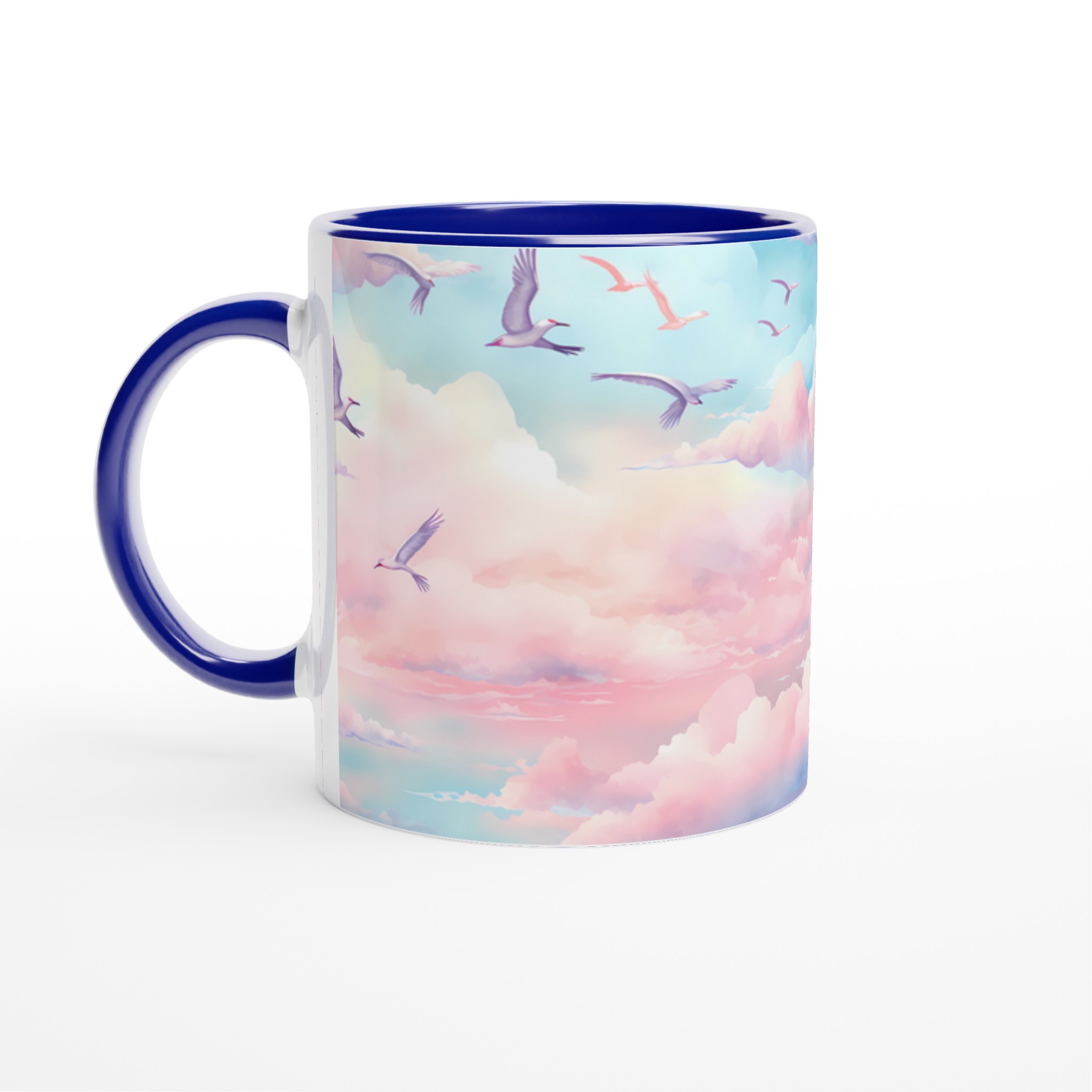 Magisk Himmel Kaffemugg - 11oz Keramisk Mugg med Drömska Moln & Flygande Fåglar i Pastelltoner 4 d1c56bb8-1aa9-4ad6-9eb3-20915a367c68