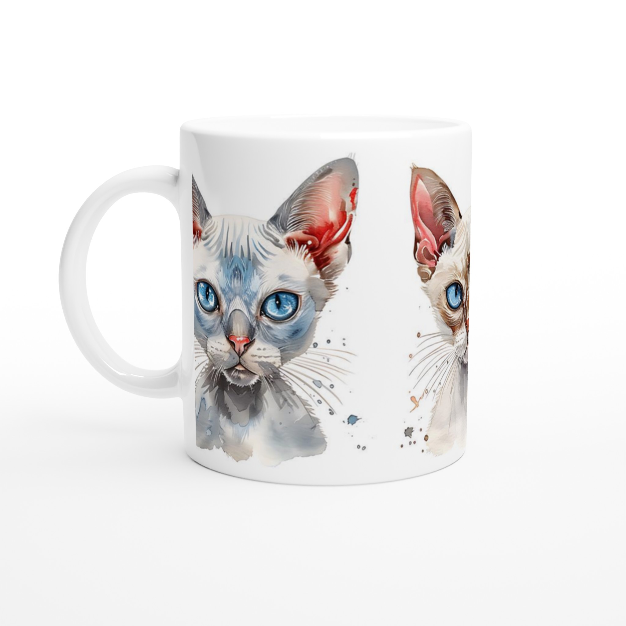 Sphynx katt vattenfärg design keramisk mugg – Välj din favoritfärg, 11 oz 1 d1e322b5-f188-483e-9da2-b3c59ec0ddf5