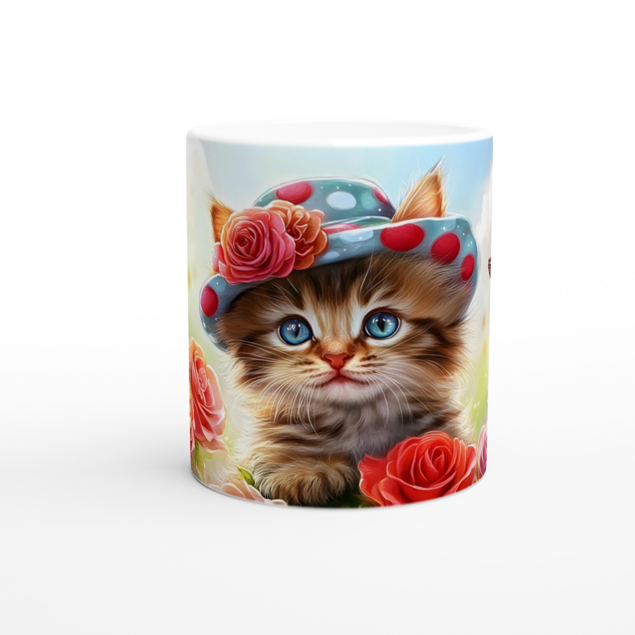 Söt kattunge i trädgård - 11oz Keramisk Mugg för Kaffe, Te och Varm Choklad – Välj din favoritfärg! 8 d24b172a-ac85-477a-843a-1816fafce549