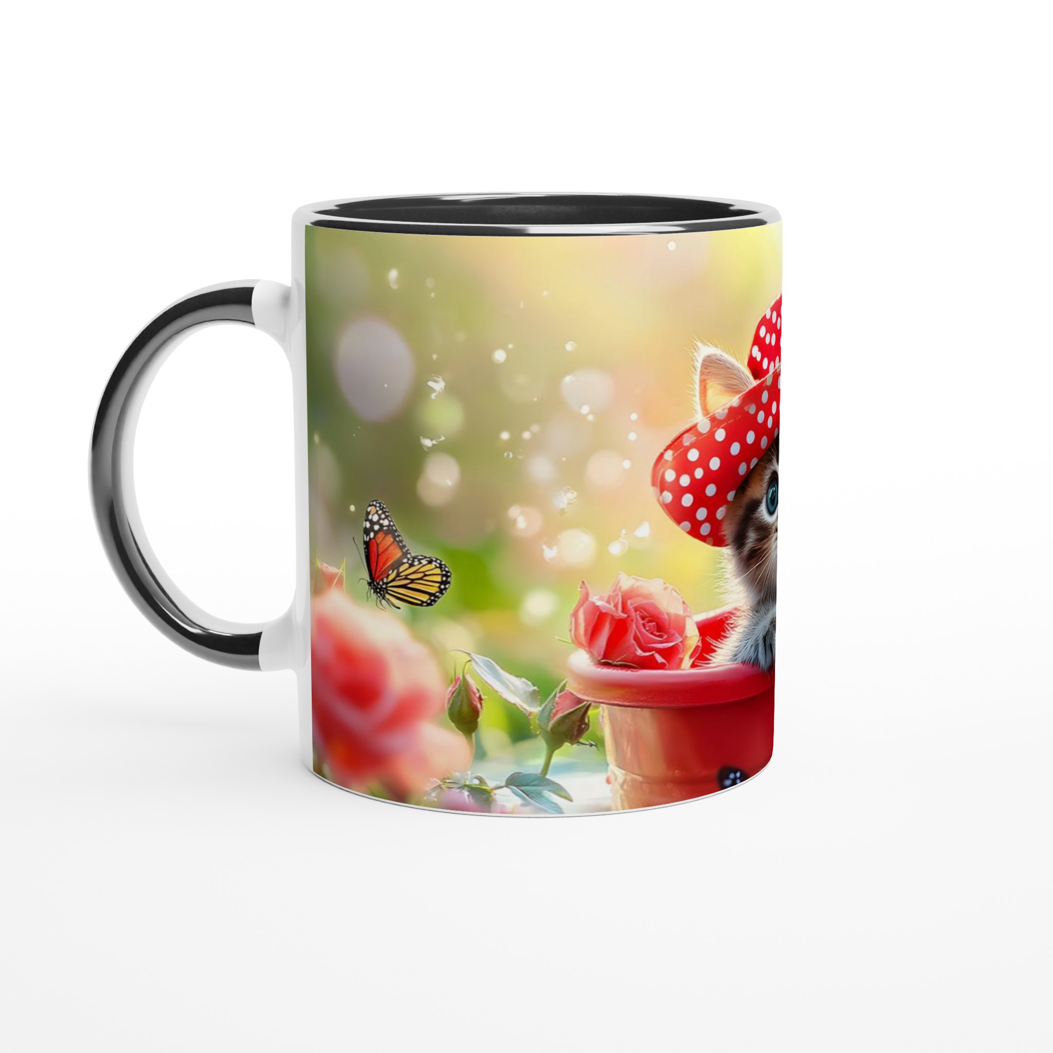 Mönstrad 11oz Keramisk Mugg: Kattunge i Röd Hatt – Välj din färg! 7 d2d526b4-5961-4d35-b777-f51ba282add4