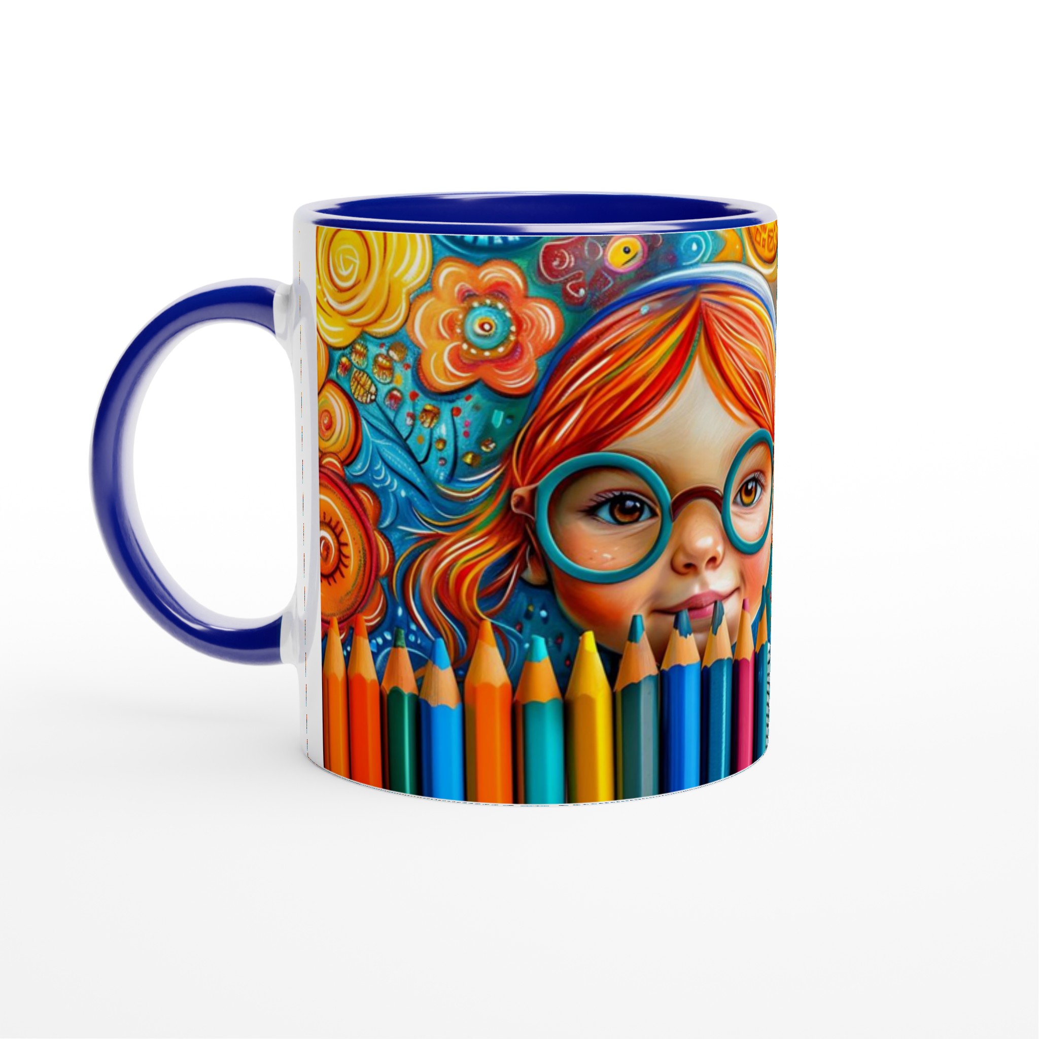 Konstnärlig Glädje Mugg – Vibrerande Design med Flicka & Pennor, 11oz Keramikmugg i Flera Färger 4 d2ff4c2f-f1ab-408f-84ea-57430386daf8