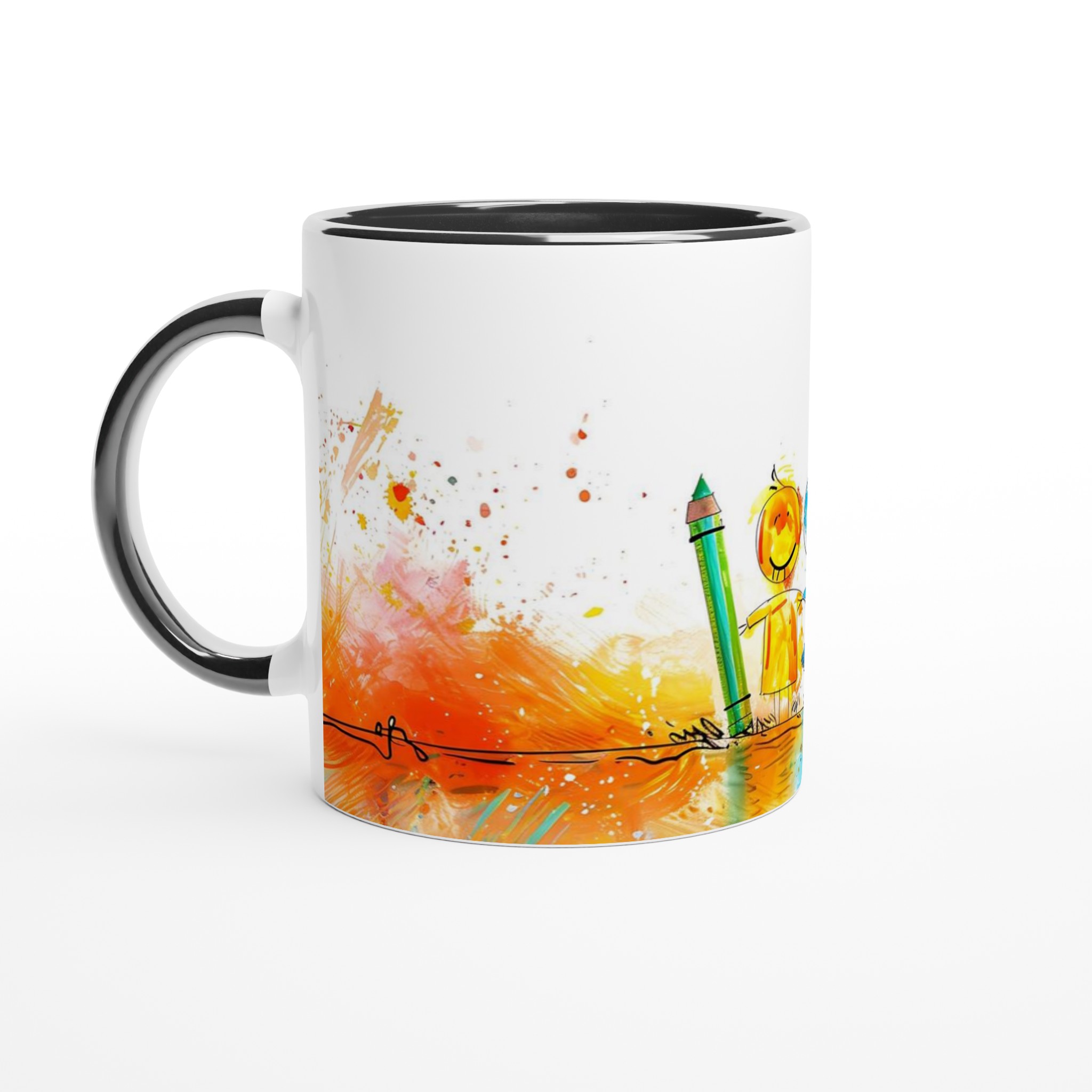 Kreativ Glädje: 11oz Keramisk Mugg med Lekfull Konst & Färgstarka Splashar – Välj Din Favoritfärg! 7 d3988d57-e771-4005-b50e-bdc4b391f92b