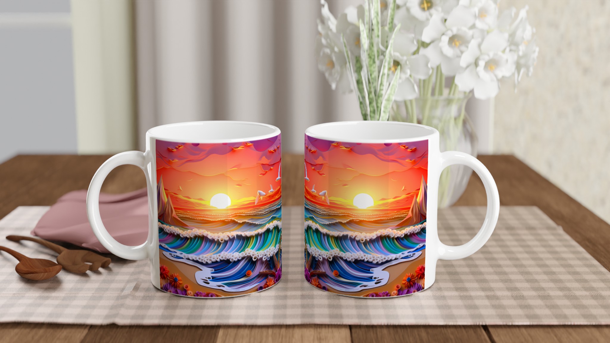 Abstrakt Solnedgång Keramikmugg - 11oz Konstnärlig Kaffemugg i Valfri Färg 11 d4152042-eae2-4bd3-95ab-b99bddbf481f