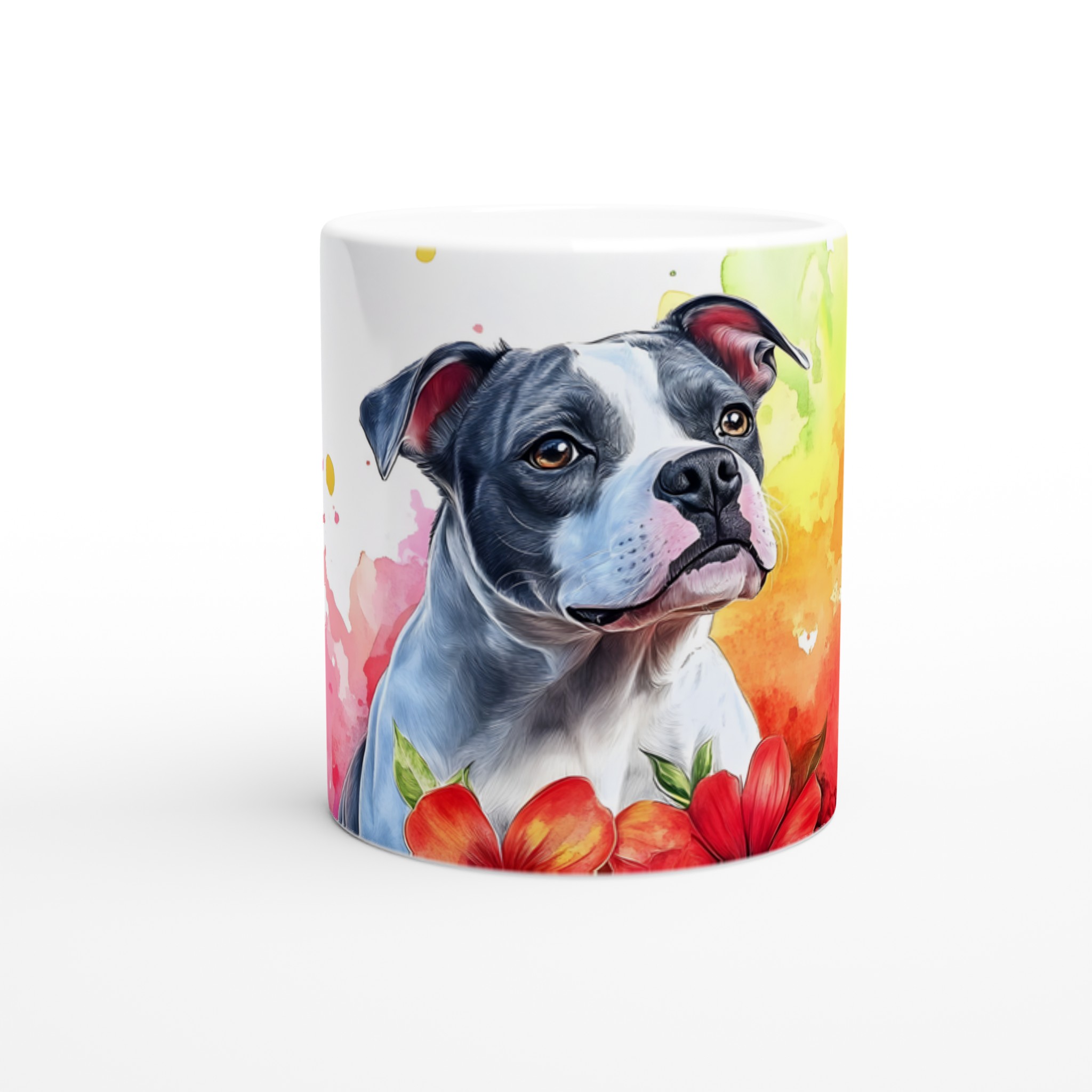Färgglad Akvarell Pitbull Mugg - Charmig Hundkonst på Keramik i Din Favoritfärg 8 d4832063-08ad-4487-aec7-9cb6cadc311c