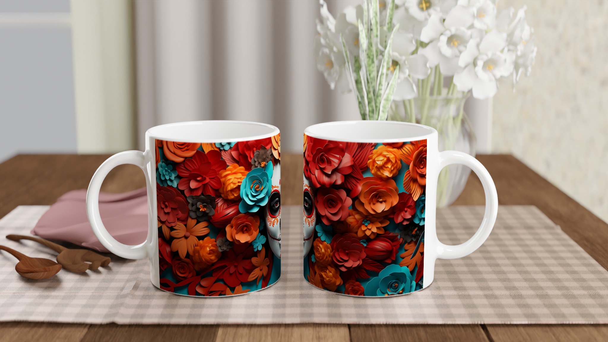 Färgsprakande Día de los Muertos Mugg – 11oz Keramikmugg för kaffe och te i din favoritfärg 10 d590d738-8c54-4adf-9ee9-500ed40a462e