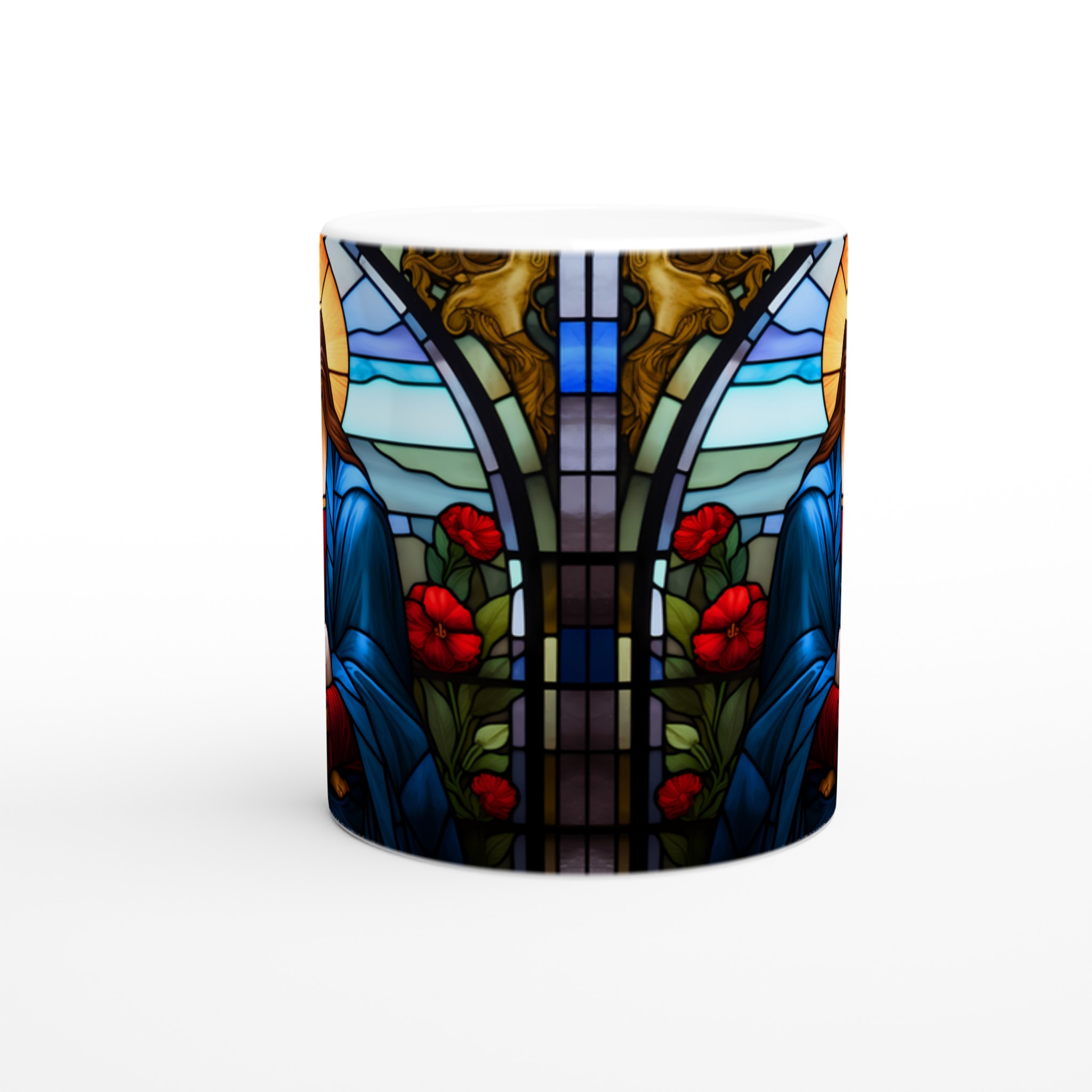 Madonna och Barnet Blyinfattat Glas Mugg - Helig Konst i Levande Färger 8 d648564f-d65e-4b62-aa6d-52750fa65572