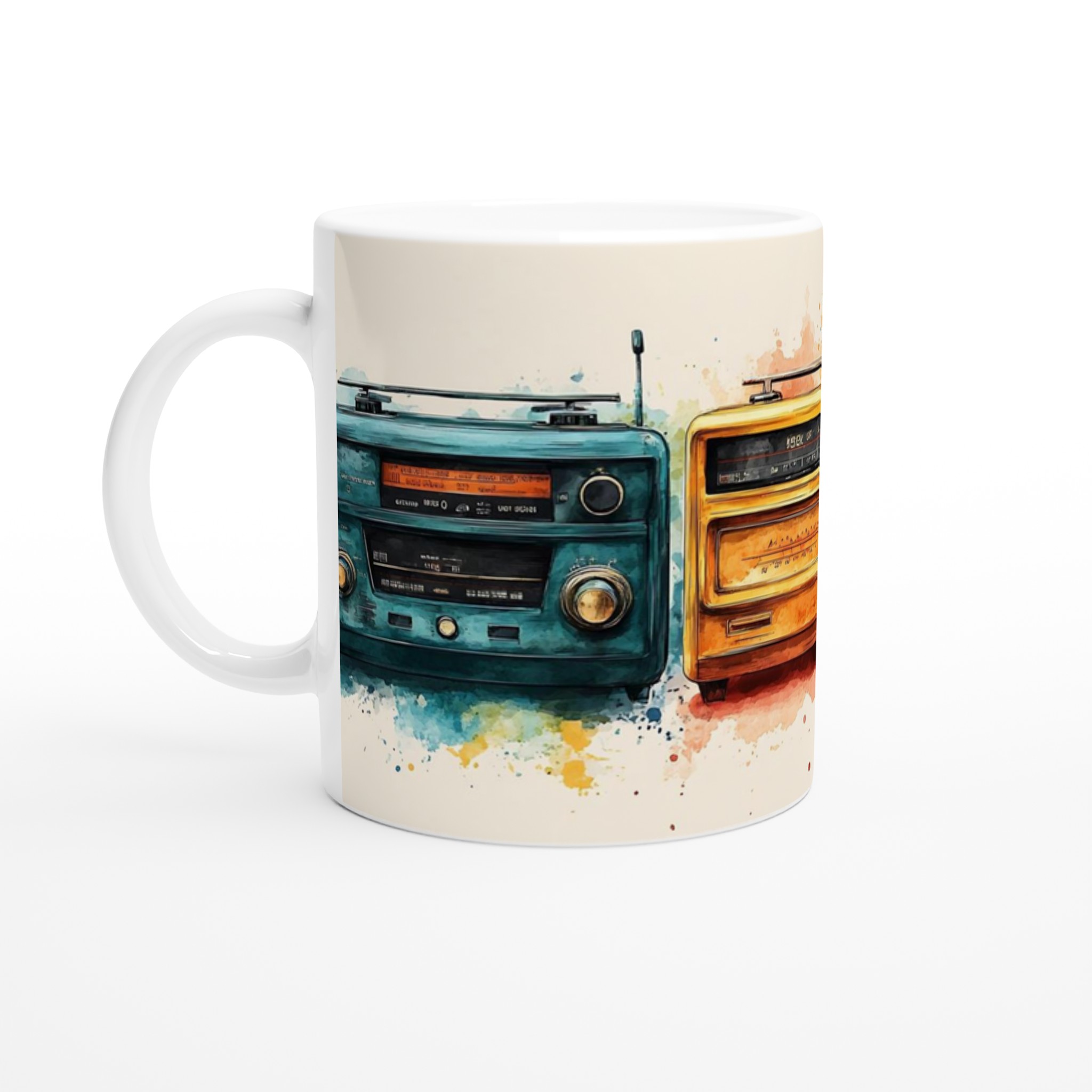 Retro Radios Akvarellmugg – 11oz Keramisk Mugg i Valfri Färg för Musikälskaren 1 d6d05b7e-a5e6-4f7a-939a-59f3c384fde0