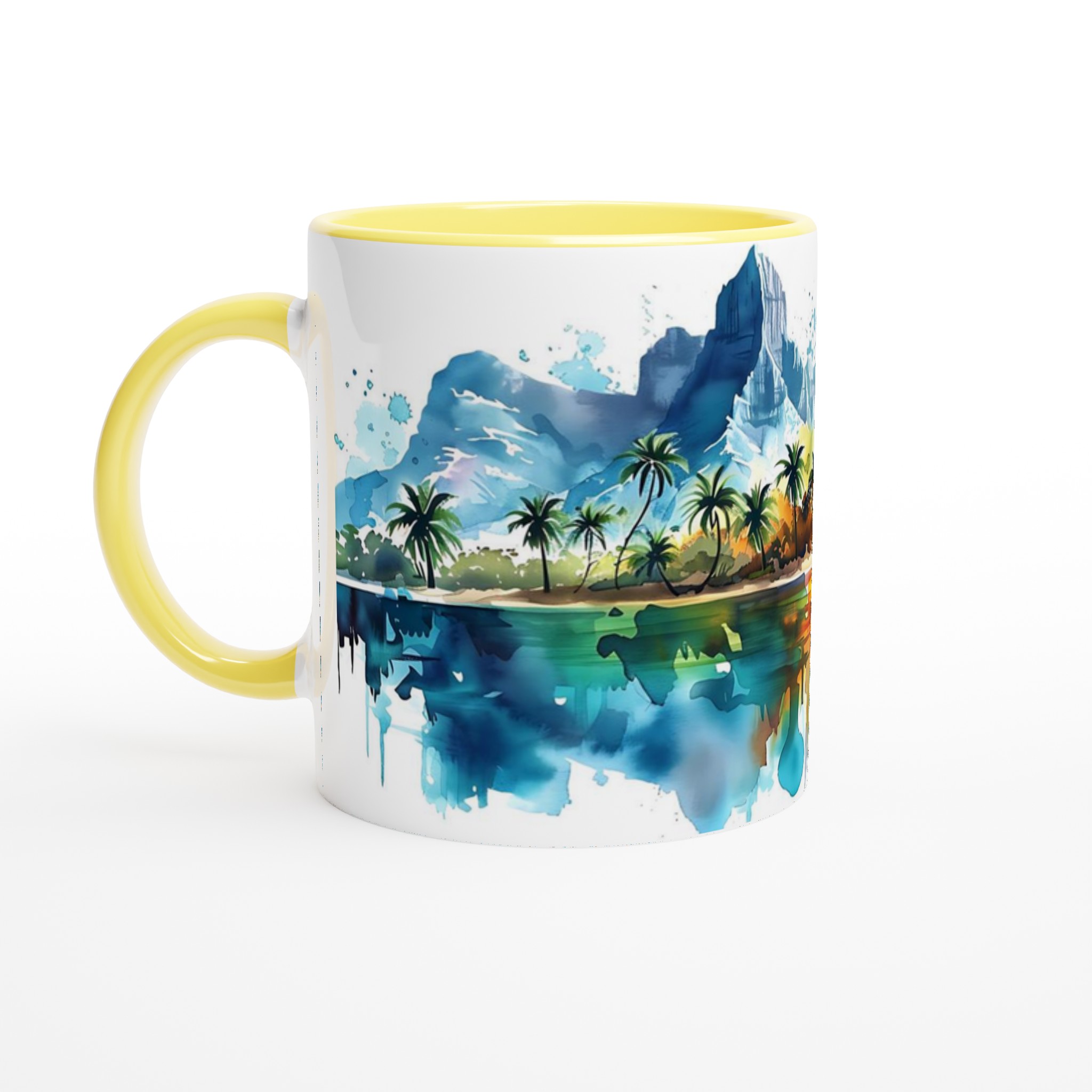 Tropisk Dröm Vattenfärg Mugg – 11oz Keramisk Kaffekopp med Konstnärligt Landskap 5 d6dcc25b-98bb-42ec-bea6-61f35cb3c3a4