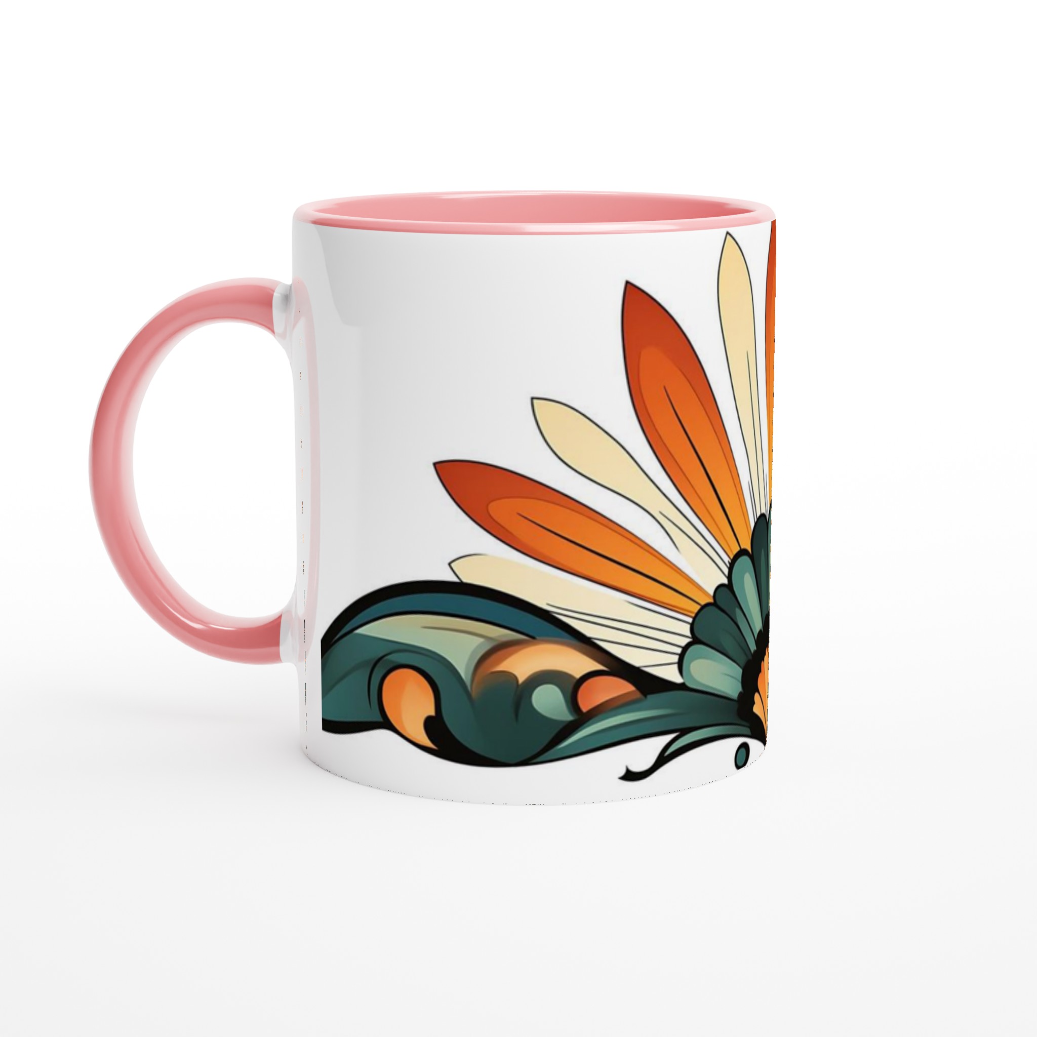 Art Nouveau Inspirerad Keramikmugg – Elegant Solfjäderdesign i Varma Nyanser 4 d7090a76-6e0f-4a32-a910-de3277d8164f