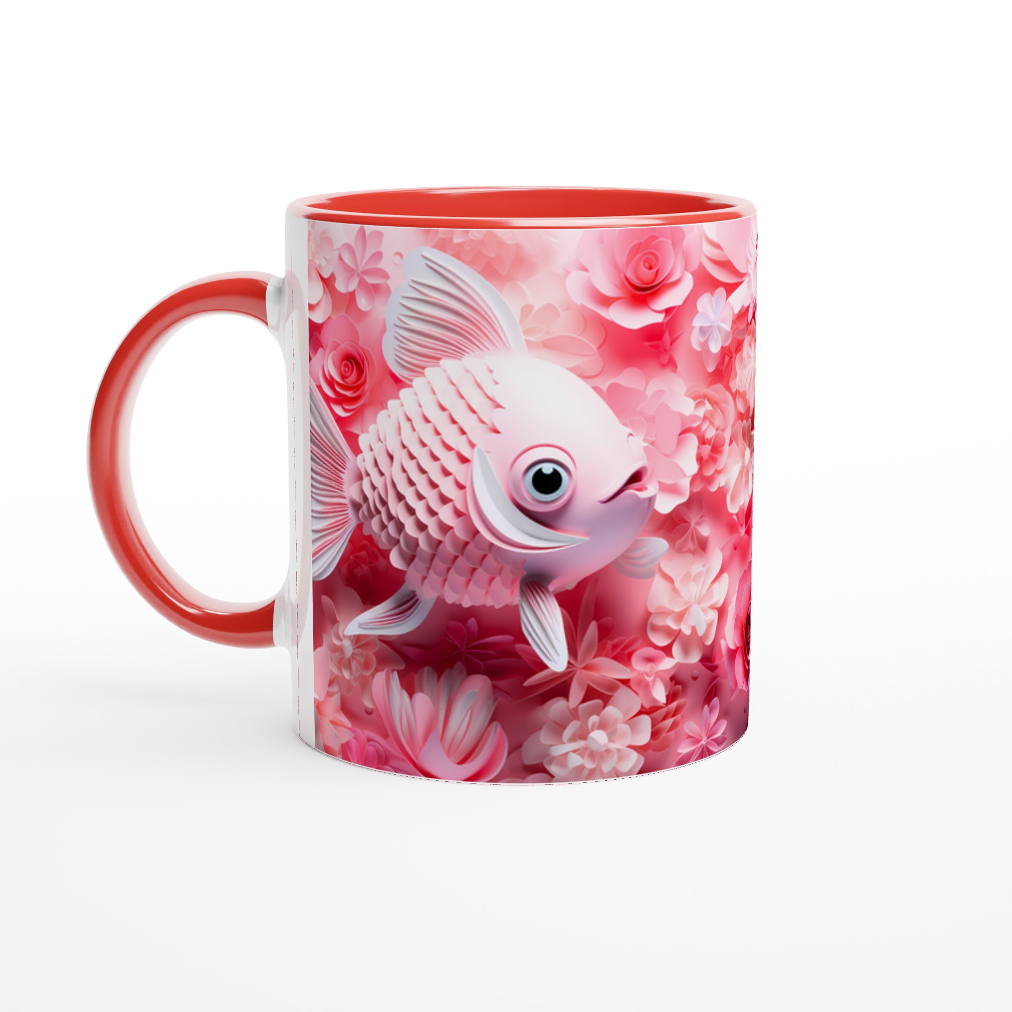 Kärleksfull Koi Mugg – Rosa Blomsterdröm med Lekfulla Fiskar – Personlig 11oz Keramikmugg i Flera Färger 2 d786f740-4623-4998-9572-6da578ad6f0e