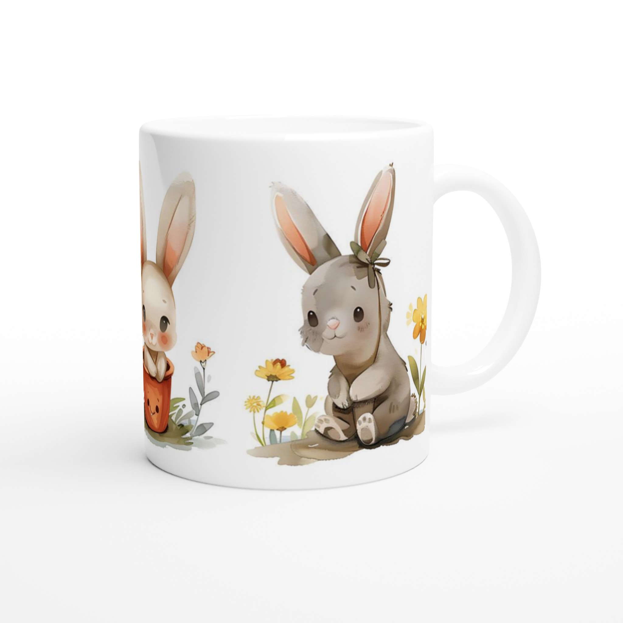 Söta Vattenfärgskaniner 11oz Keramisk Mugg – Perfekt för Påsk & Vårfika i Valfri Färg! 9 d79b2625-d509-4c2d-b1f8-86c2a3420405