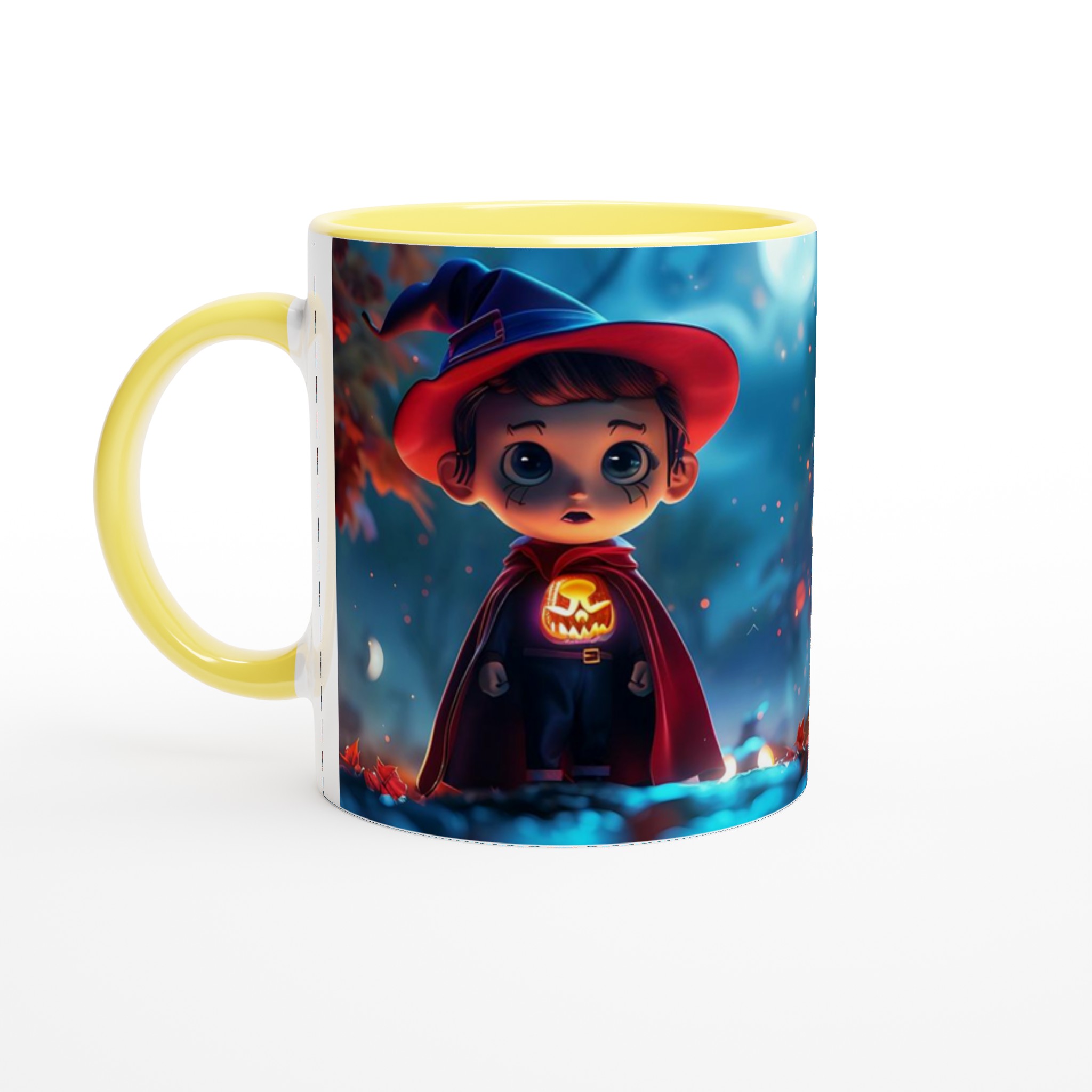 Magisk Halloween Mugg: Söt Häxpojke & Upplysta Pumpor – 11 oz Keramisk Mugg i Valfri Färg 5 d7acd9bb-83c4-4c07-9234-2eaaed4b8e17
