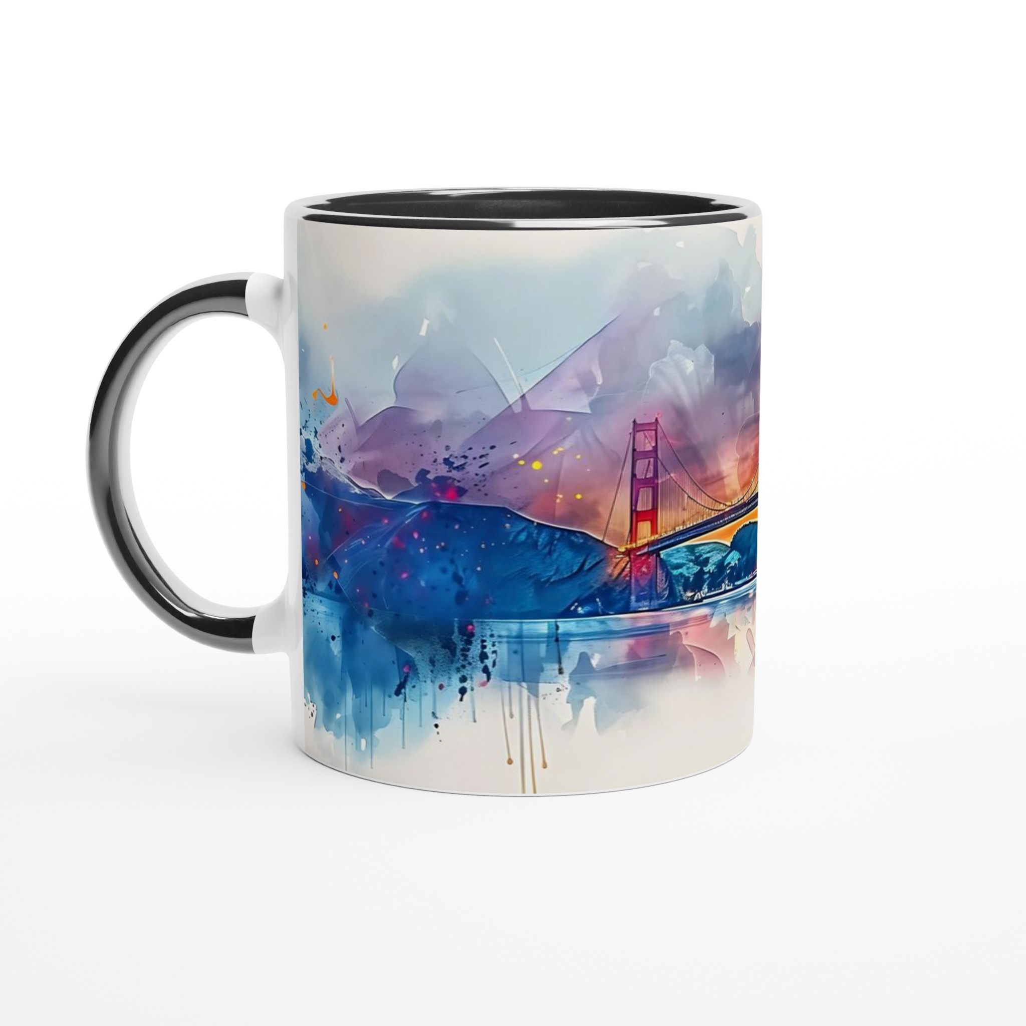 Golden Gate Akvarell Mugg - 11oz Keramikmugg med Ikonisk San Francisco Solnedgång 8 d7e5ba0f-eae2-4c2a-acd8-a15c66612157