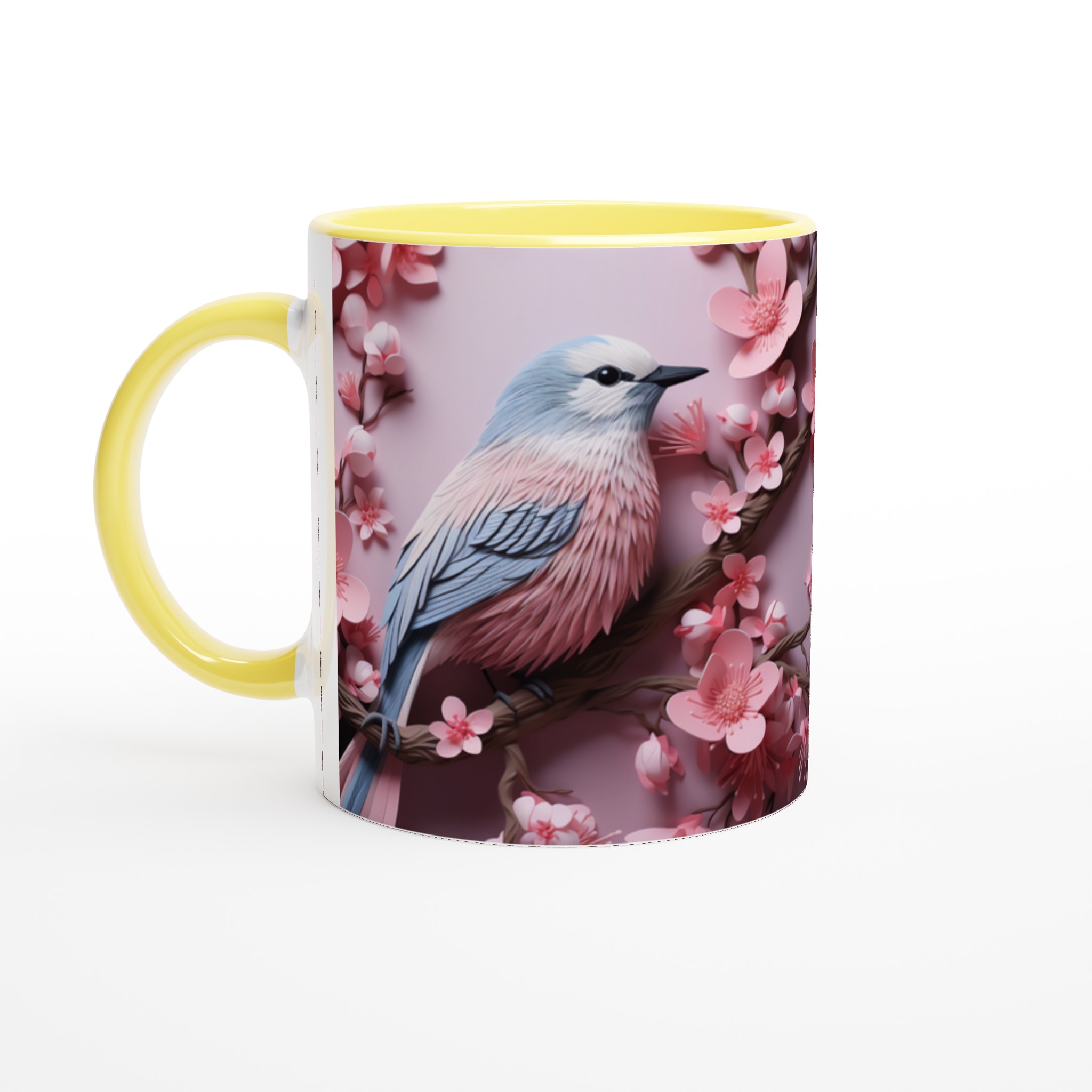 Körsbärsfågel Mugg – Keramisk 11oz Mugg med Drömsk Papperskonst och Vårinspirerade Färgval 5 d838372f-eaf0-417f-afc1-f861052c4c94