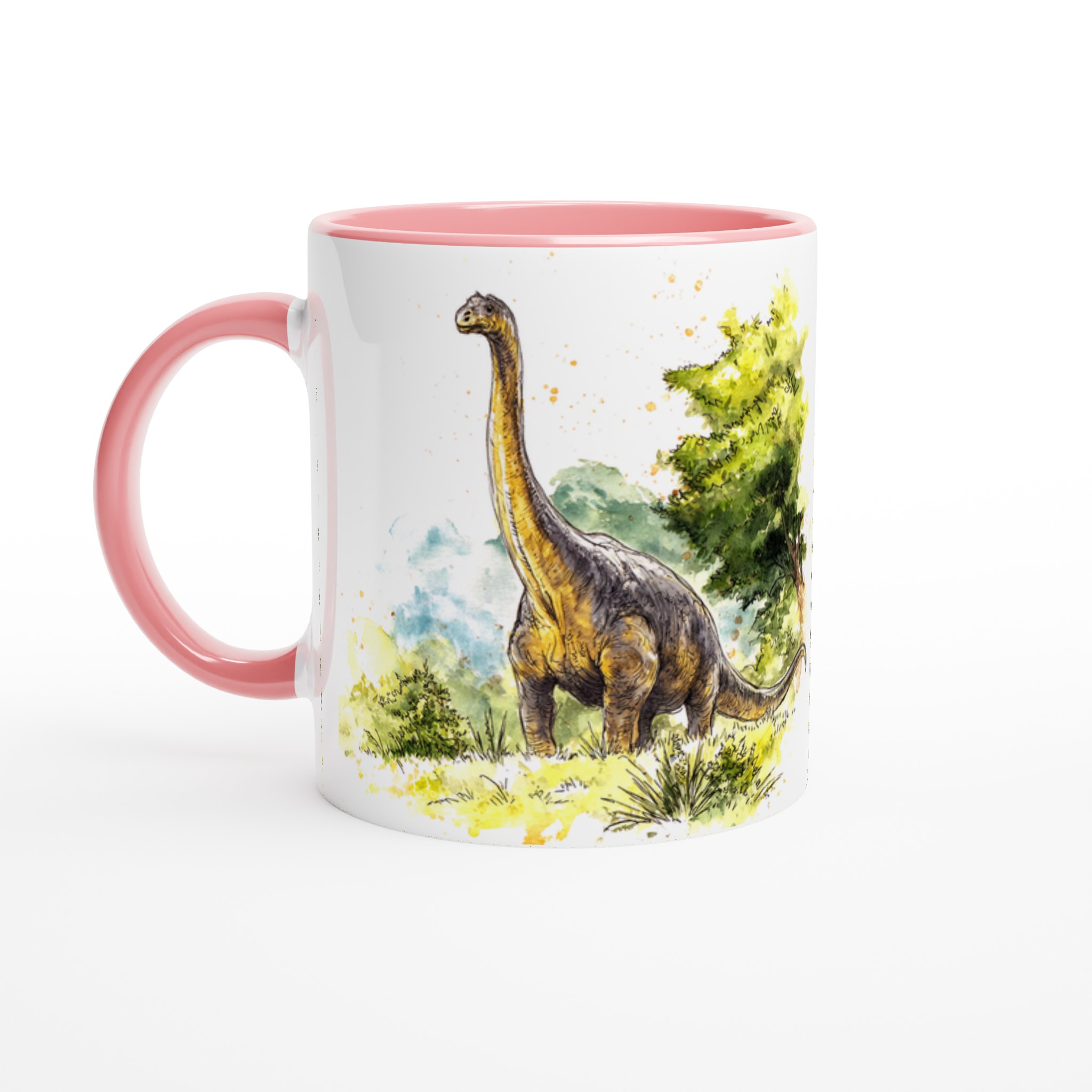 Dinosaurie Vattenfärg Mugg - Brachiosaurus i Grönt Landskap | 11oz Keramikmugg i Valfri Färg 6 d8685cb6-5ff2-4fe3-866e-e99f1aa92050