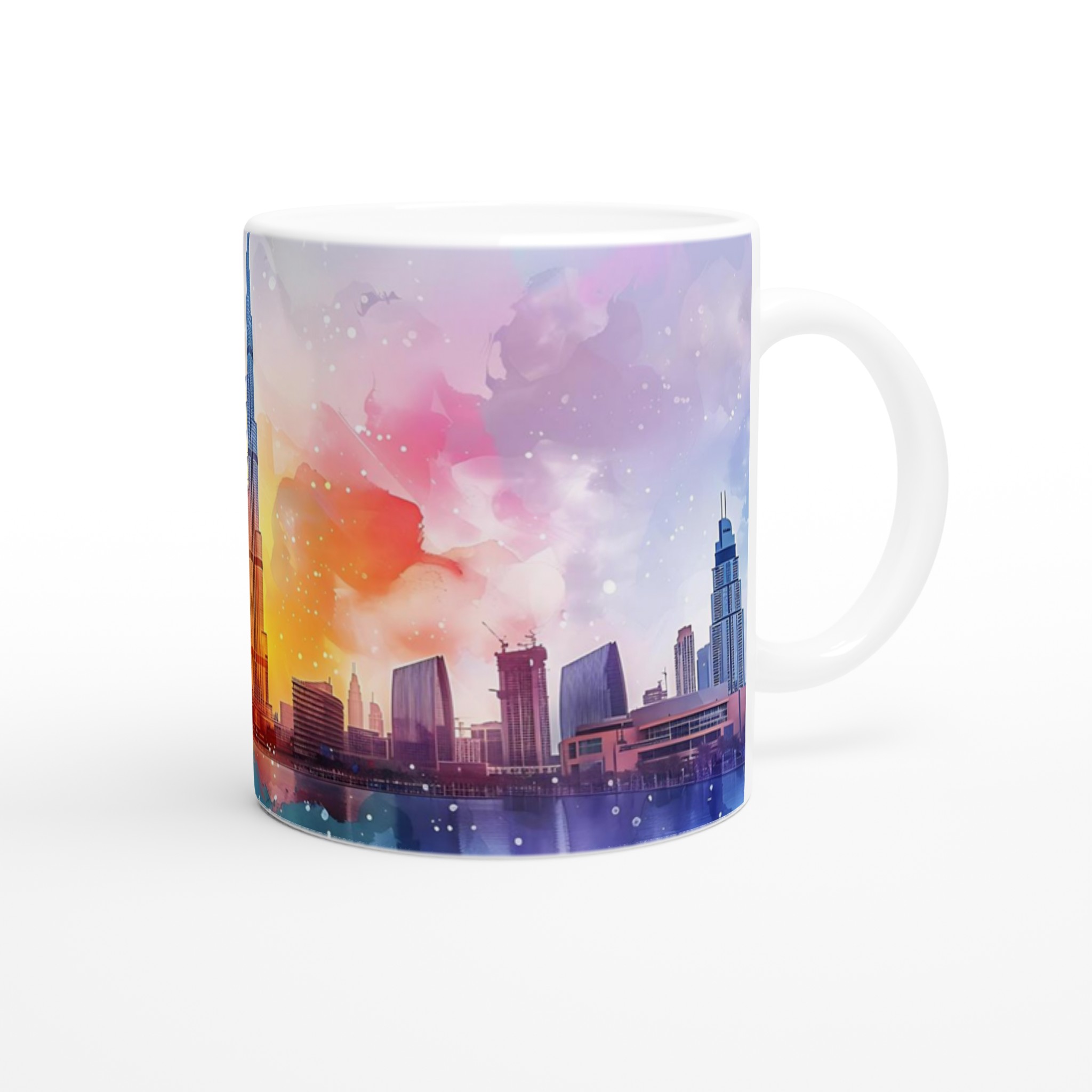 Dubai Skyline Watercolor Mugg – Färgstark Keramikmugg 11oz 9 d88759bd-42d9-4c96-aa43-a79b36b8fe7e