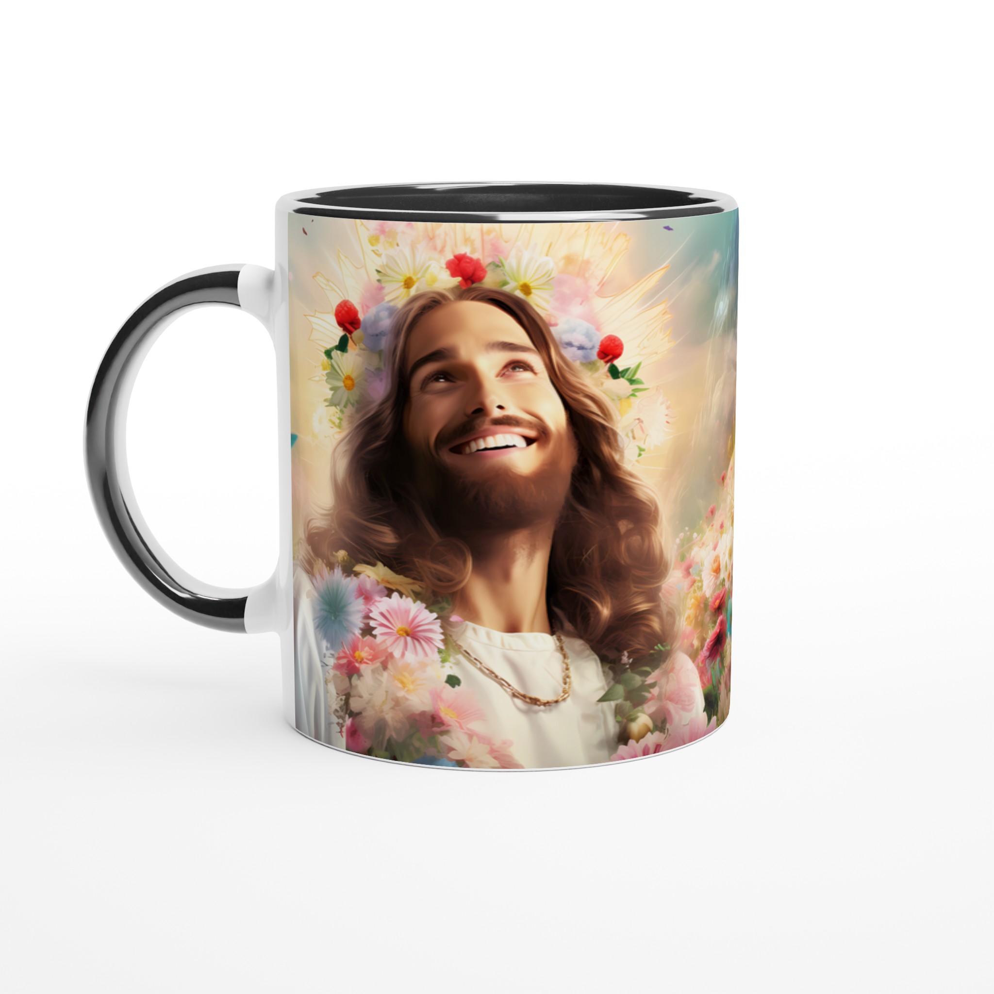 Jesus i Blomsterhav Keramikmugg - En hyllning till glädje & natur i din färgvalda 11oz-mugg 7 d90372bd-c433-4626-ae4b-78dded0fbce0