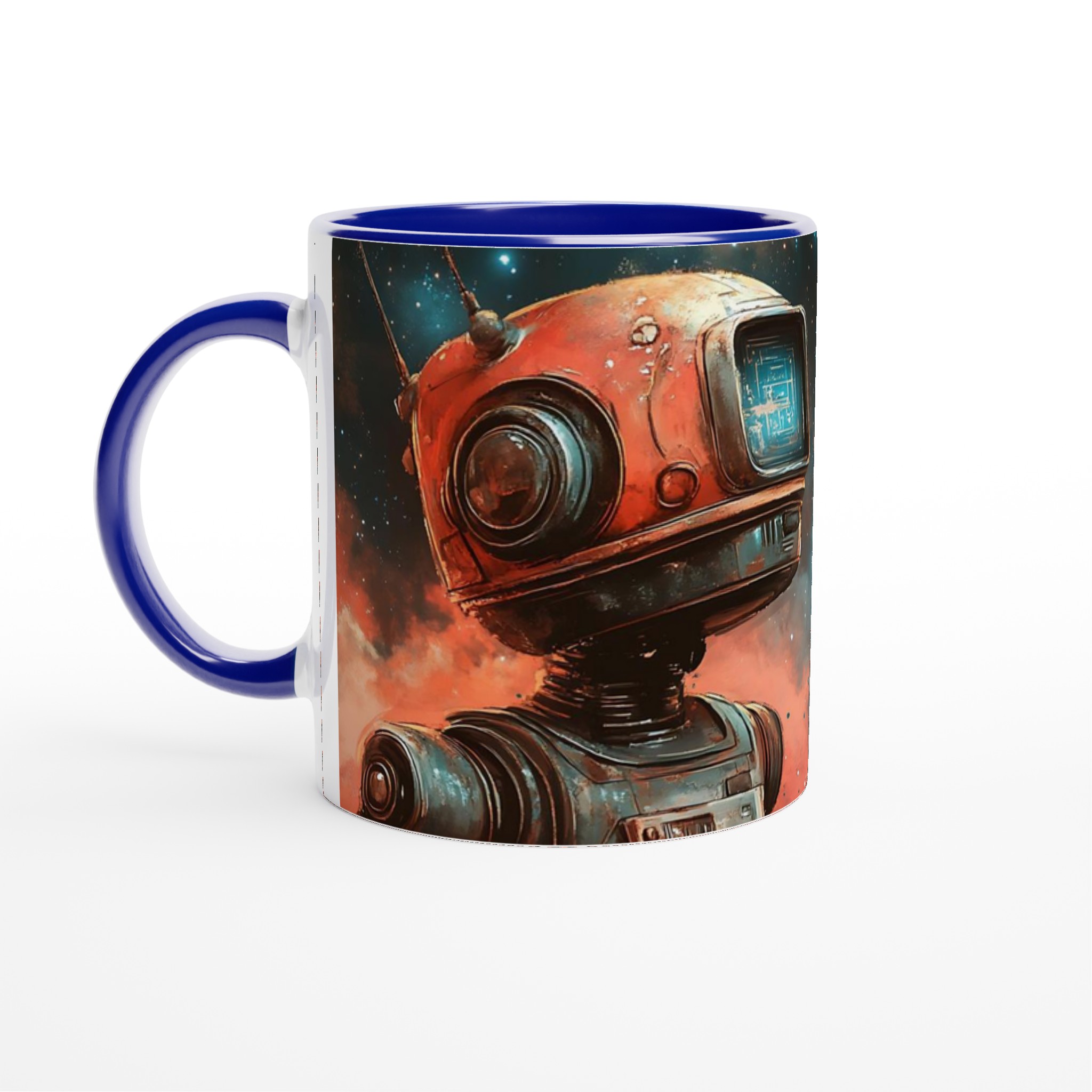 Retro Space Robot Mugg - Vit Keramikmugg 11oz med Sci-Fi Motiv i Livfulla Färger 7 d9bd1377-192f-487c-8026-ddbc89062281