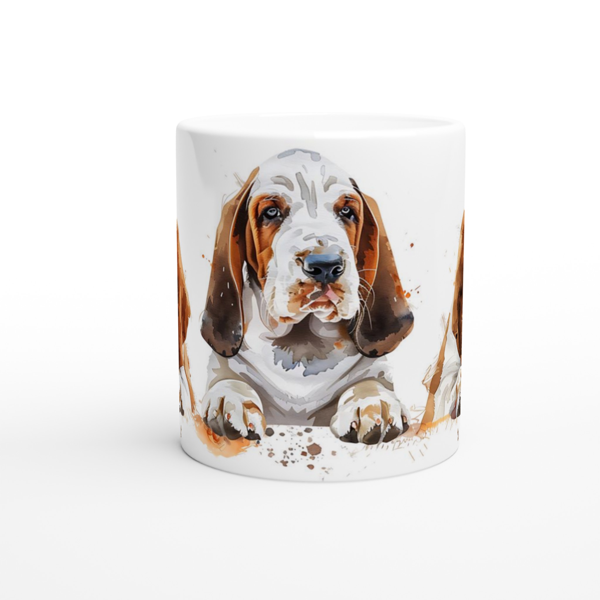 Basset Hound Valp Akvarell Mugg – Vit 11oz Keramikmugg i ditt val av 7 färger 8 d9d6c305-9413-4783-af7b-f50556a5771b