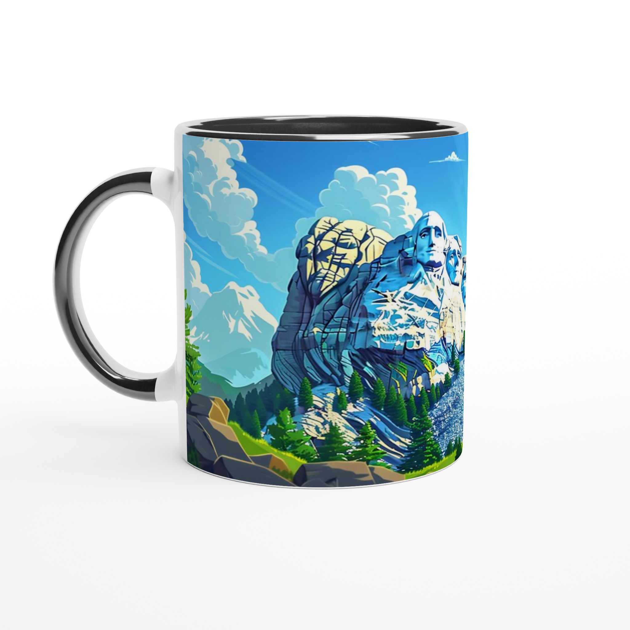 Mount Rushmore Pop Art Mugg – Ikonisk Design & Vibrant Färgval 7 da1f9ca9-da0b-4017-be02-ee5f877f799d