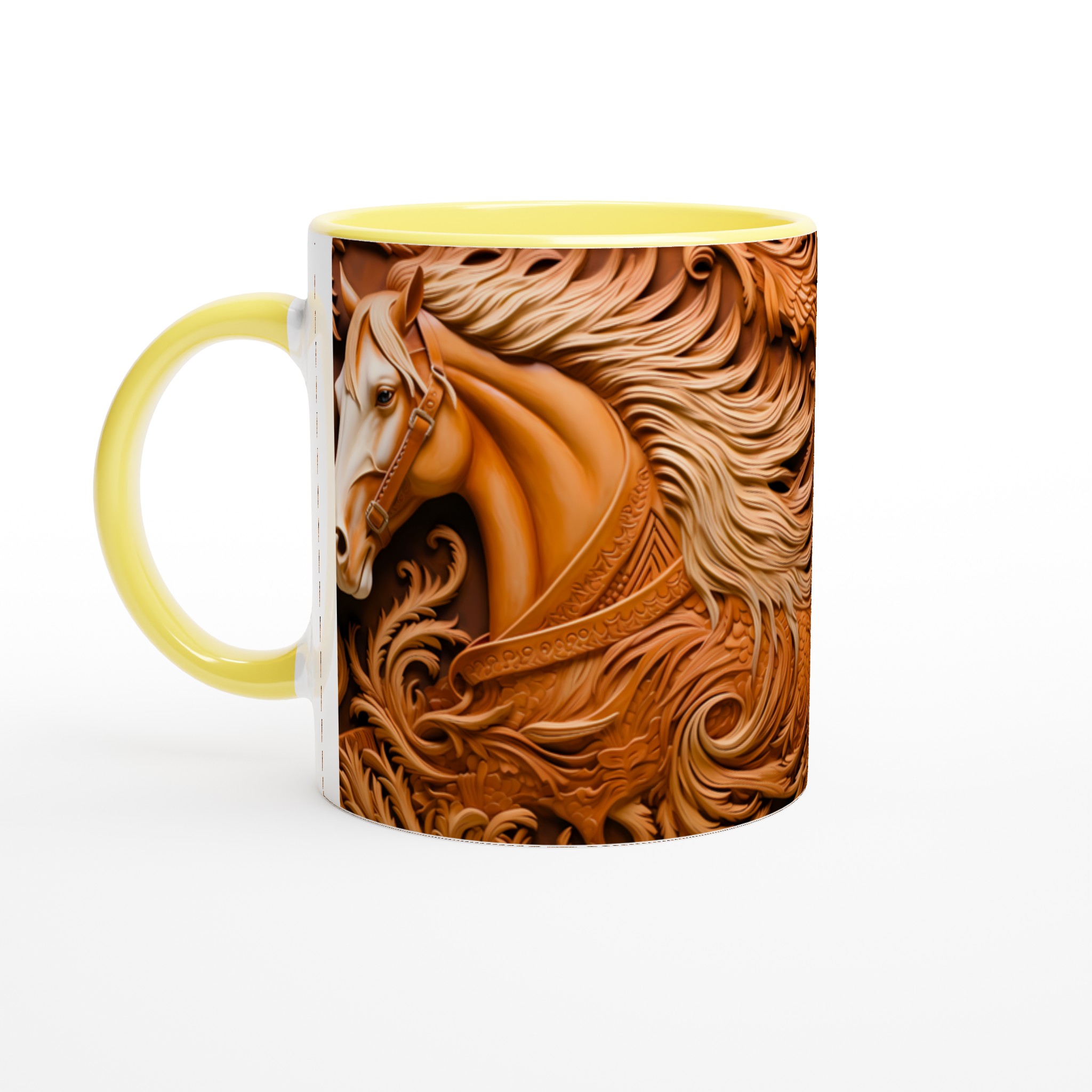 Majestätisk Träsnidad Hästdesign 11oz Keramikmugg – Rustik Charm i Valfri Färg 5 da4db475-3c02-4537-9cdd-583cc1869284