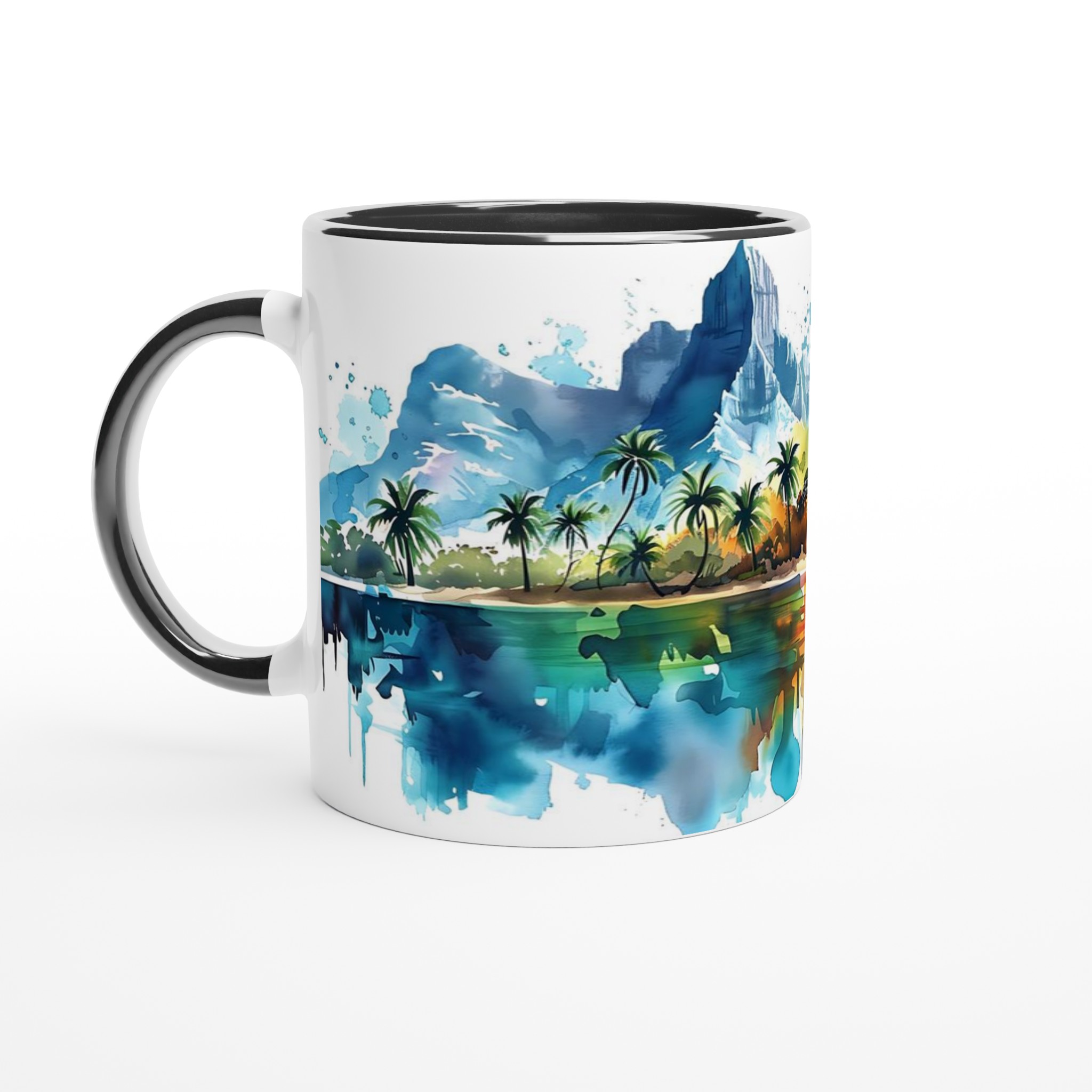 Tropisk Dröm Vattenfärg Mugg – 11oz Keramisk Kaffekopp med Konstnärligt Landskap 7 da89509e-35ae-44aa-ba6b-2c026e636745