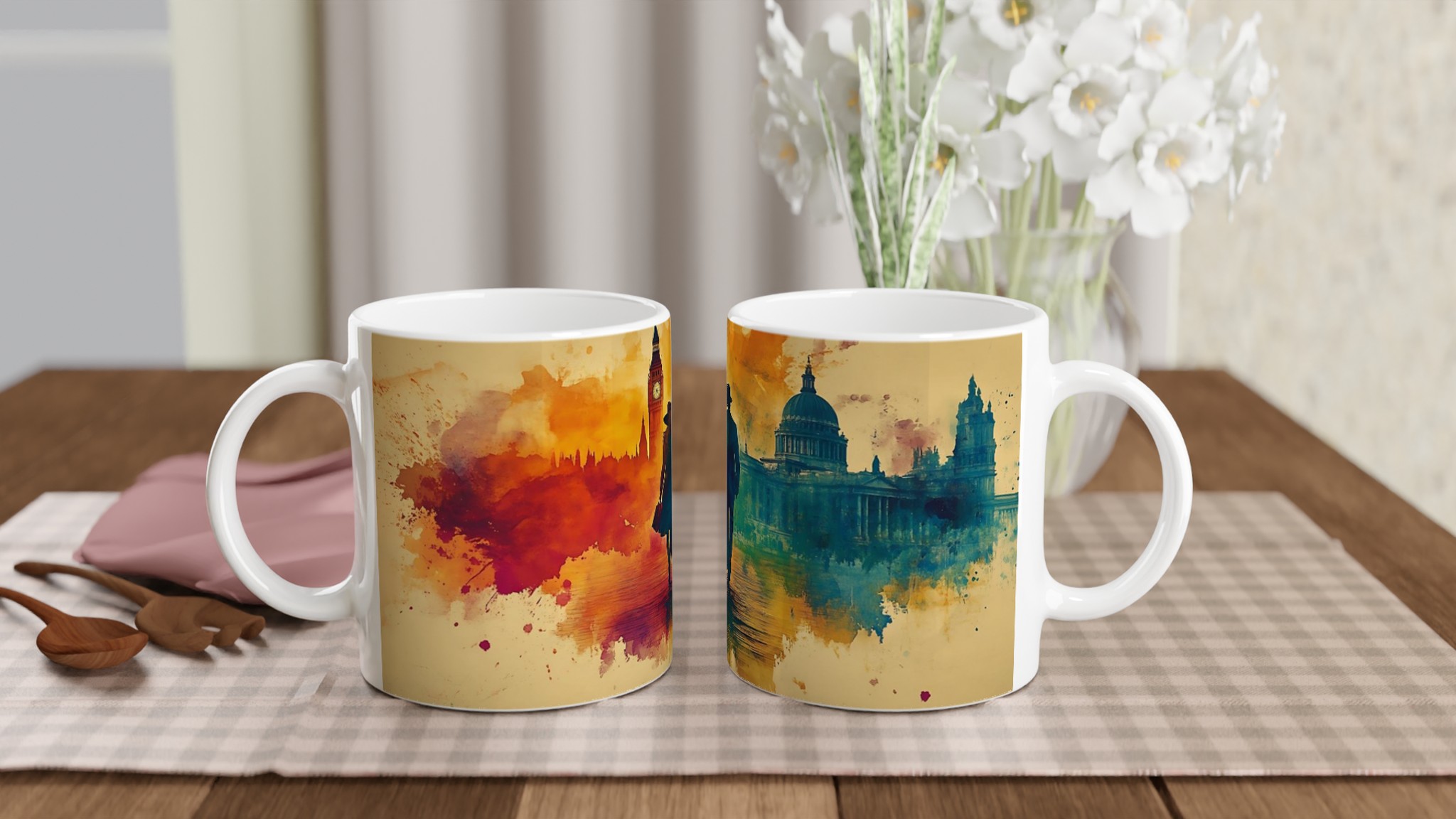London Watercolor Romance: Konstnärlig 11oz Keramikmugg – Välj bland sju levande färger! 11 dab0d5bf-04f5-4a9b-8504-b60f1d5f2ea9