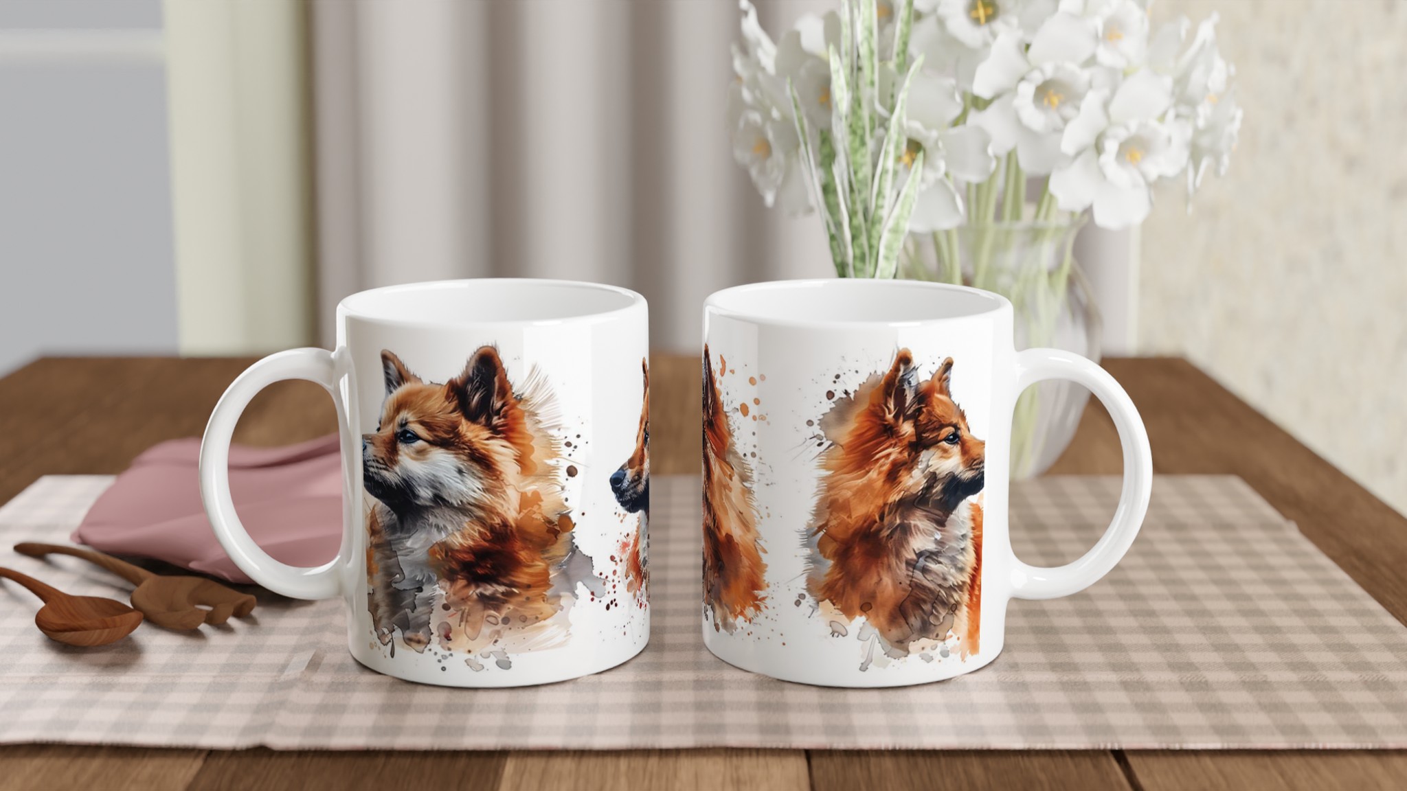 Akvarell Shiba Inu Mugg - Hundkonst för Kaffeälskare i Din Valda Keramikfärg 10 db52554e-1e8a-4061-b560-029aa152d625