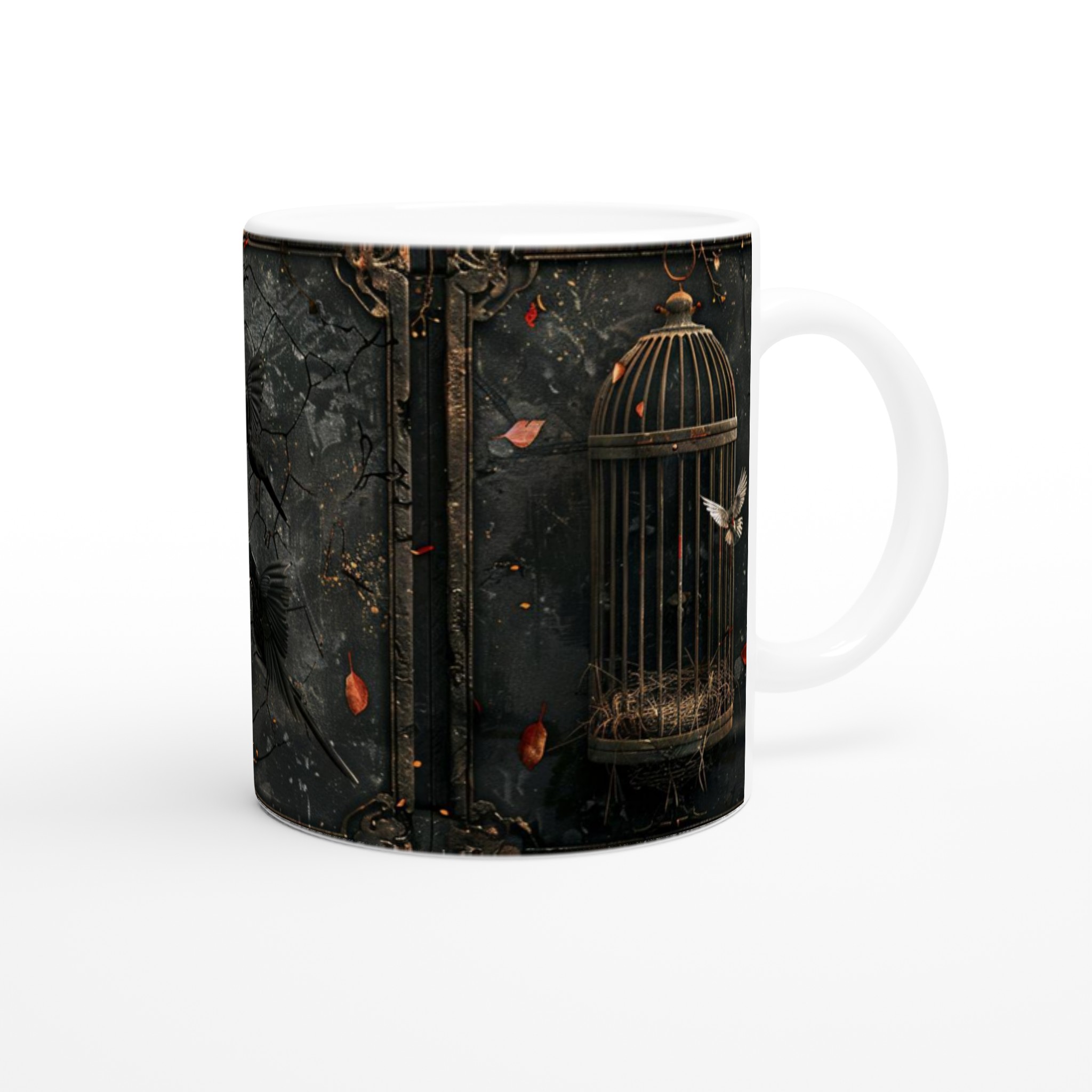 Mystisk Mörk Magi: 11oz Keramisk Mugg med Fåglar och Antik Charm – Välj Din Färg! 9 dbda8c63-0771-4f22-b44b-d464fe804ba9