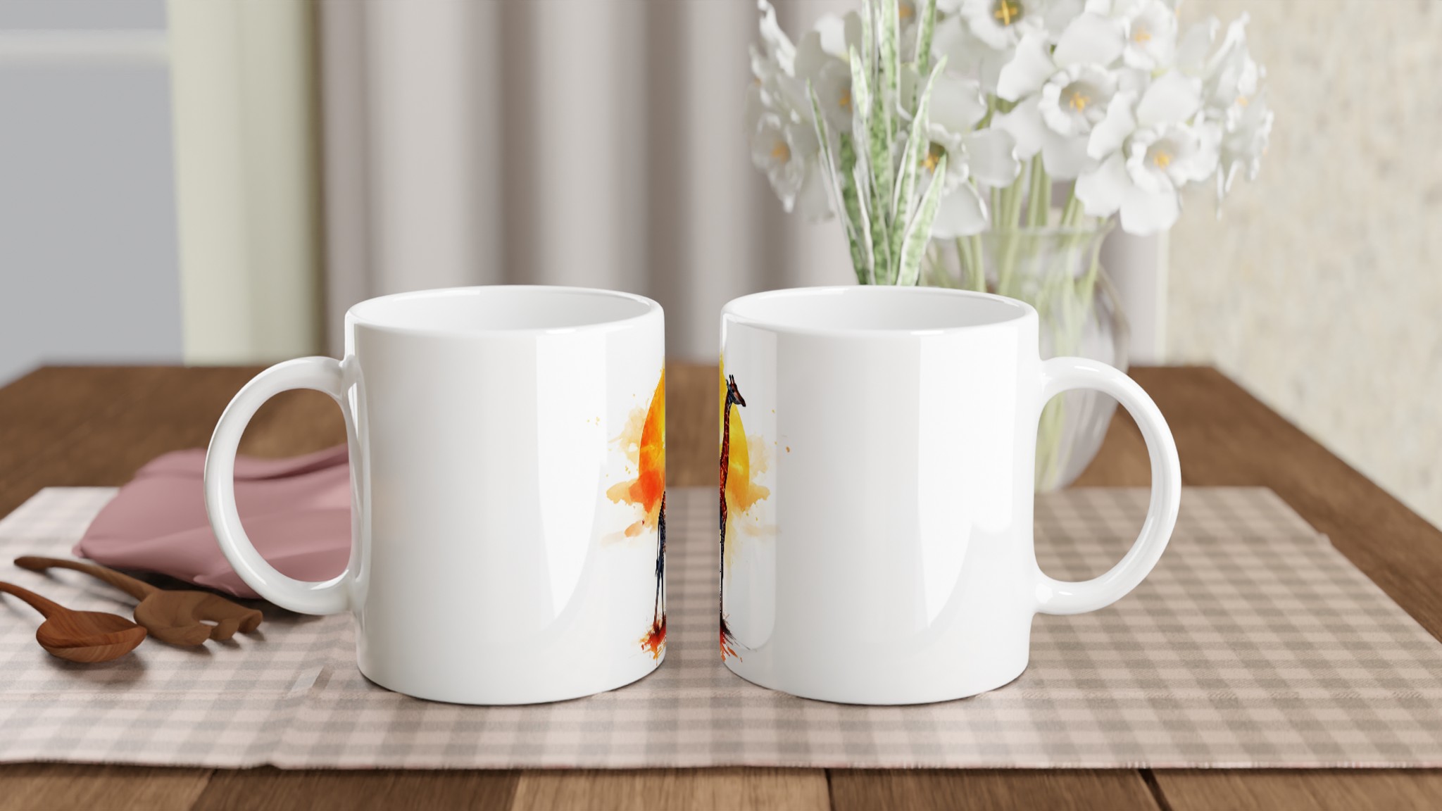 Akvarell Giraff Mugg – Levande Solnedgångstema, 11oz Premium Keramisk Kaffemugg i Flera Färger 10 dc561411-8c78-4cc6-bd2a-020e202a6ccf