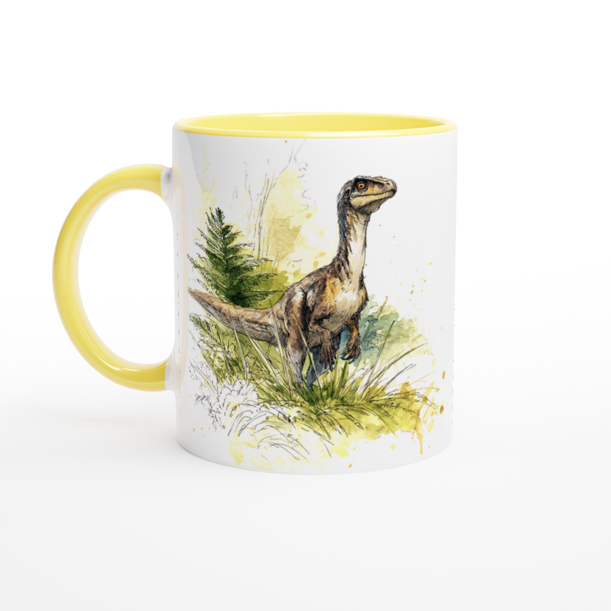 Förhistorisk Vänner Mugg: Akvarell Velociraptor – 11oz Keramisk Kaffekopp 5 dc630151-ef8a-4dac-8c2f-4ad89b7414db