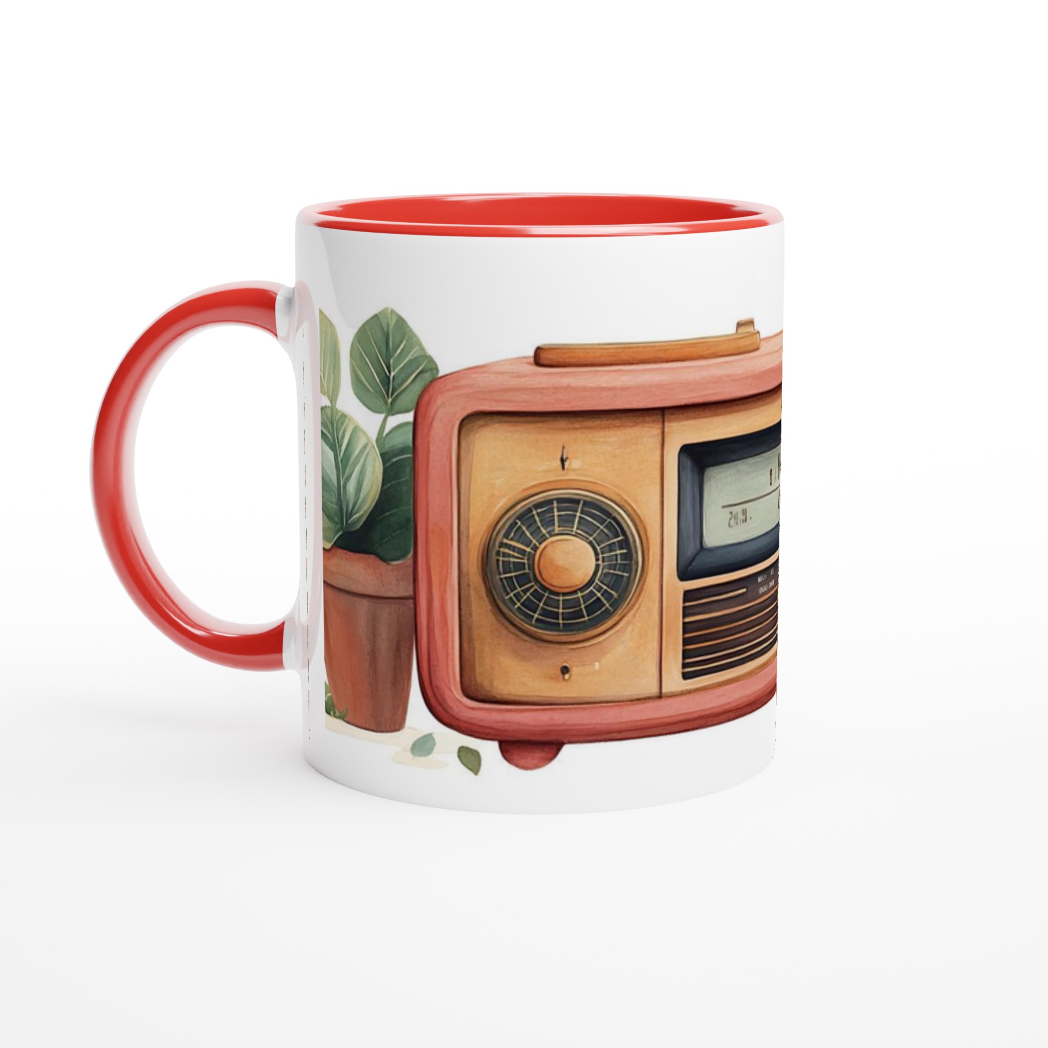 Retro Charm 11oz Keramisk Mugg – Vintage Radio & Gröna Växter, Välj bland 7 Färgstarka Nyanser! 5 dc696a34-e392-449c-806c-150b5274a5c5