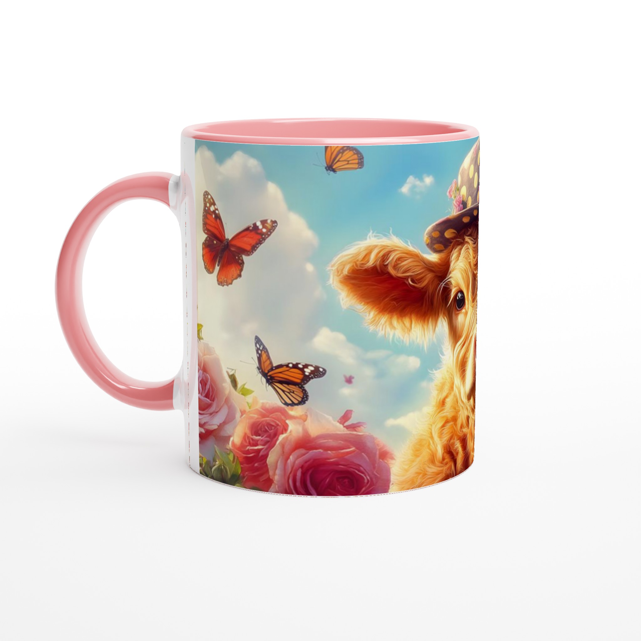Chic Kalvmugg: Söt Ko med Hatt & Rosor – 11 oz Keramisk Kaffemugg i Valfri Färg 6 dc94d240-fa97-4402-806a-d3840fe90a17
