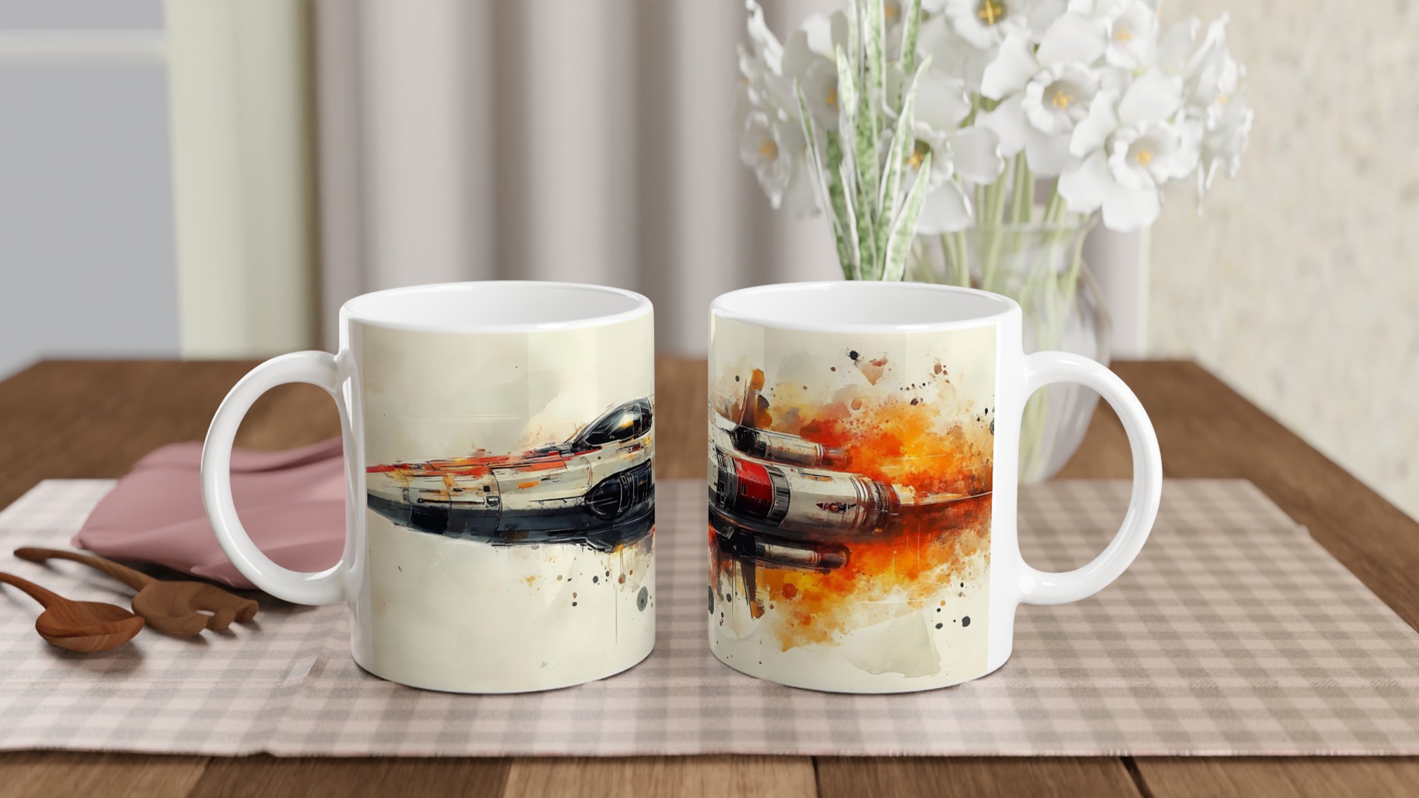 Abstrakt Sci-Fi Rymdskepp Mugg – Konstnärlig Akvarell Design, 11oz Keramisk Mugg i Valfri Färg 10 dcc47e44-86ab-4c50-a8fa-ec588cbdb050