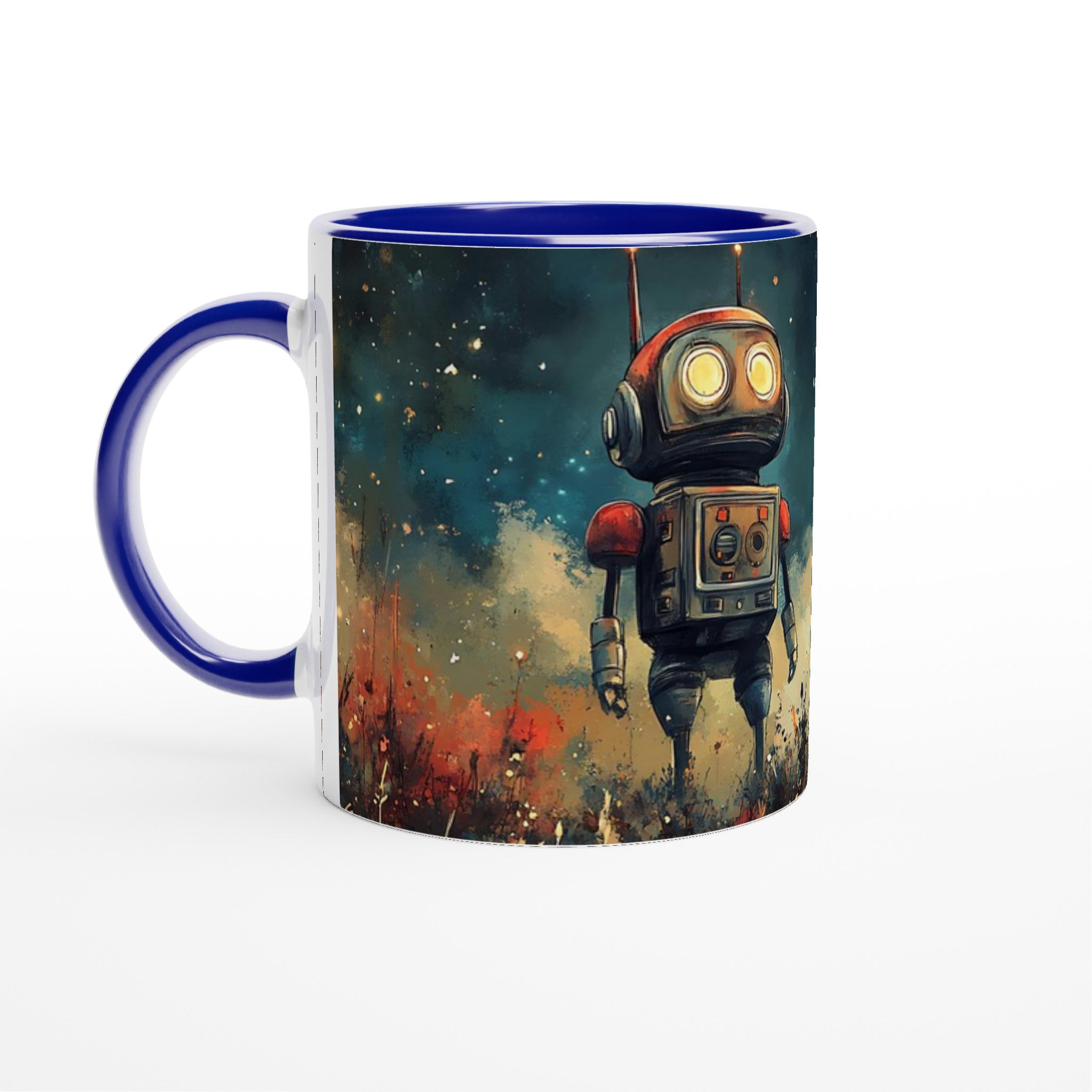 Retro Roboter Äventyr Mugg – Sci-Fi Konst Keramikmugg i ditt val av 7 färger 7 dccc0d80-1a1b-4c98-9a60-66aad4280f9c