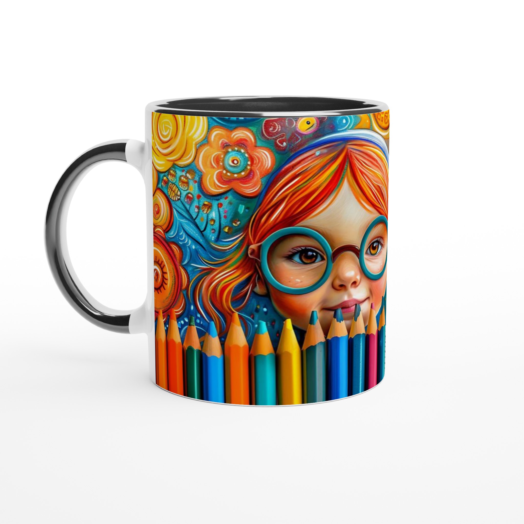 Konstnärlig Glädje Mugg – Vibrerande Design med Flicka & Pennor, 11oz Keramikmugg i Flera Färger 7 dd7a51c6-82f0-40f8-8374-f0c0cbc9b818