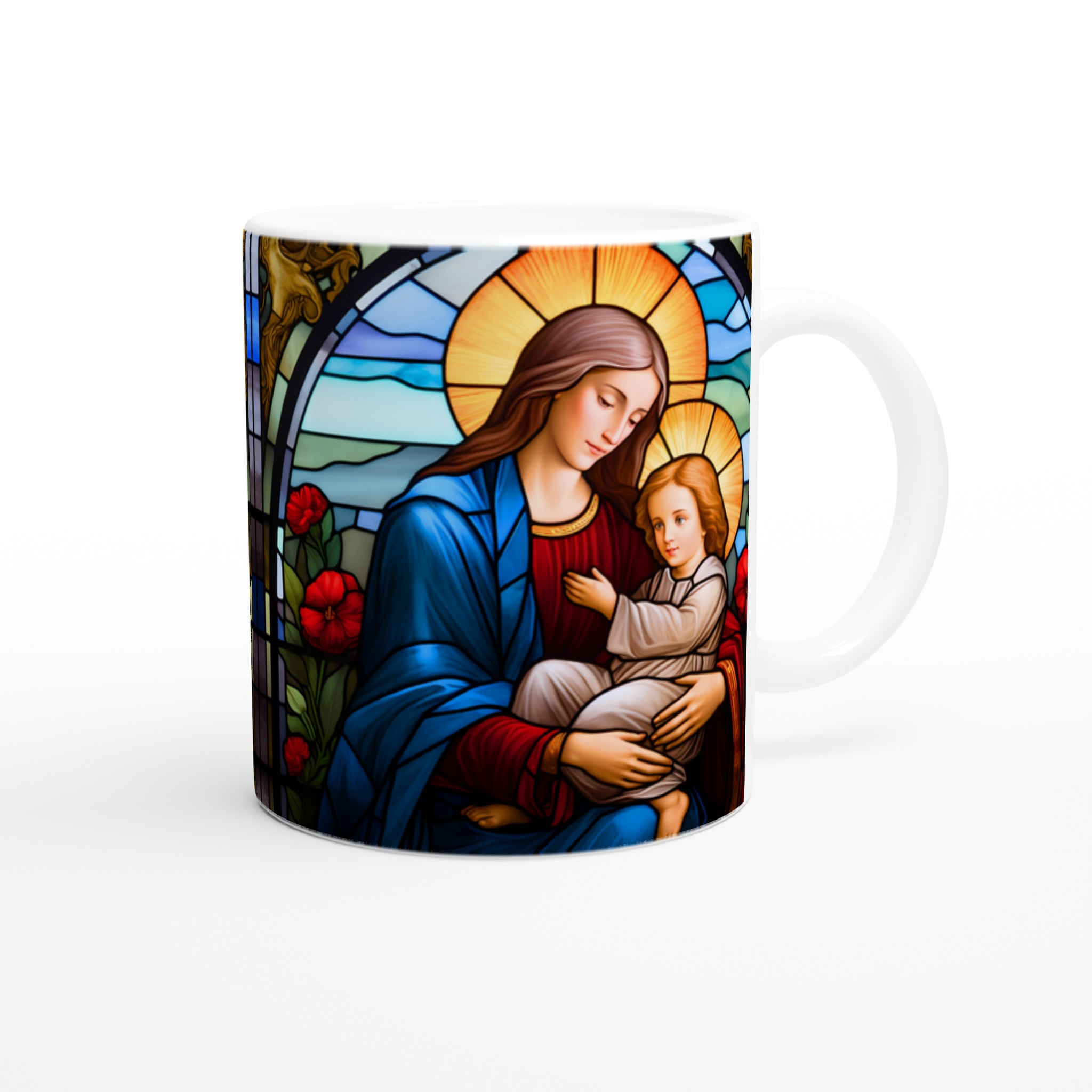 Madonna och Barnet Blyinfattat Glas Mugg - Helig Konst i Levande Färger 9 ddc2b9f7-d4a3-474c-8541-1a3d63c930d0