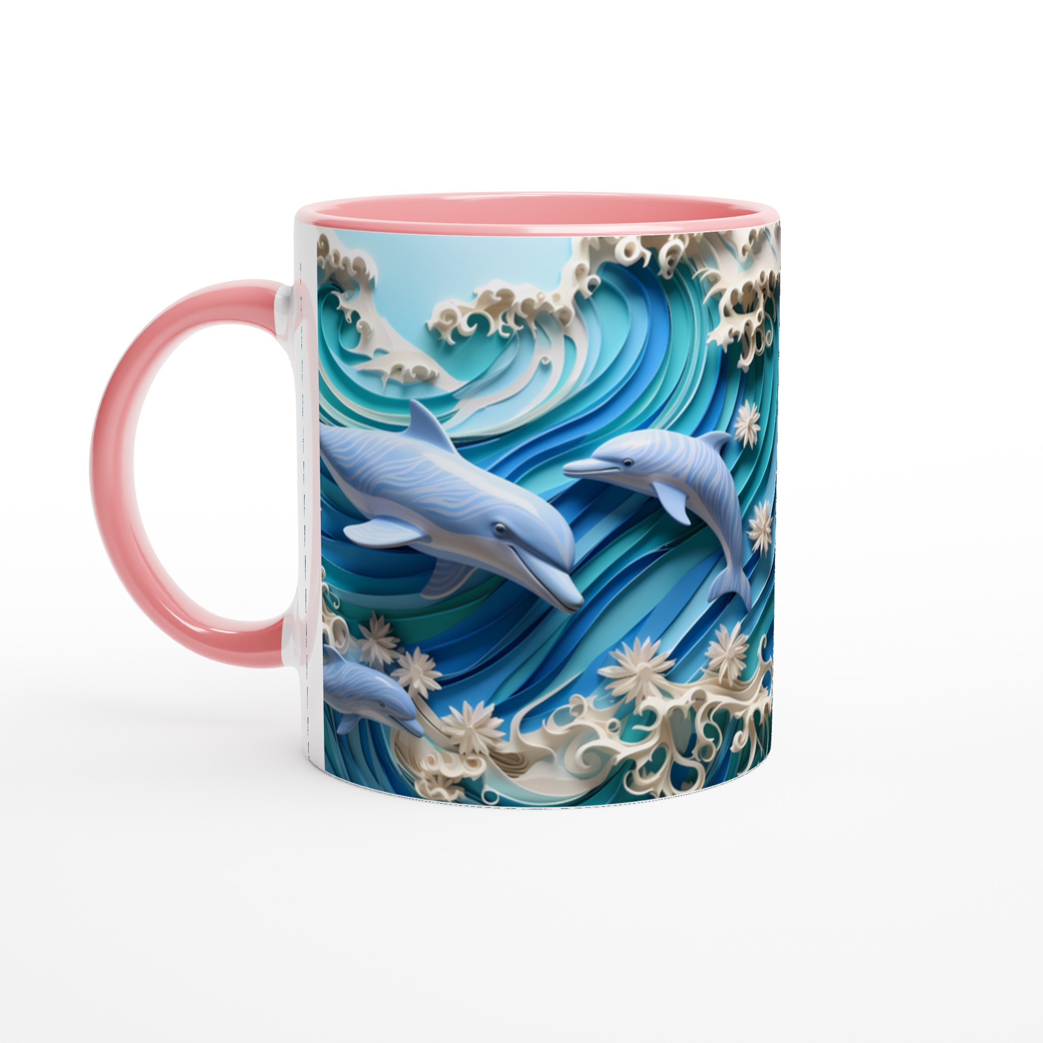 Delfiner i Oceanens Dans 11oz Keramisk Mugg – Ett Konstverk i Havsblått, Välj Din Färg! 6 ddfa8612-b294-4182-99dd-96f5191d9b8b