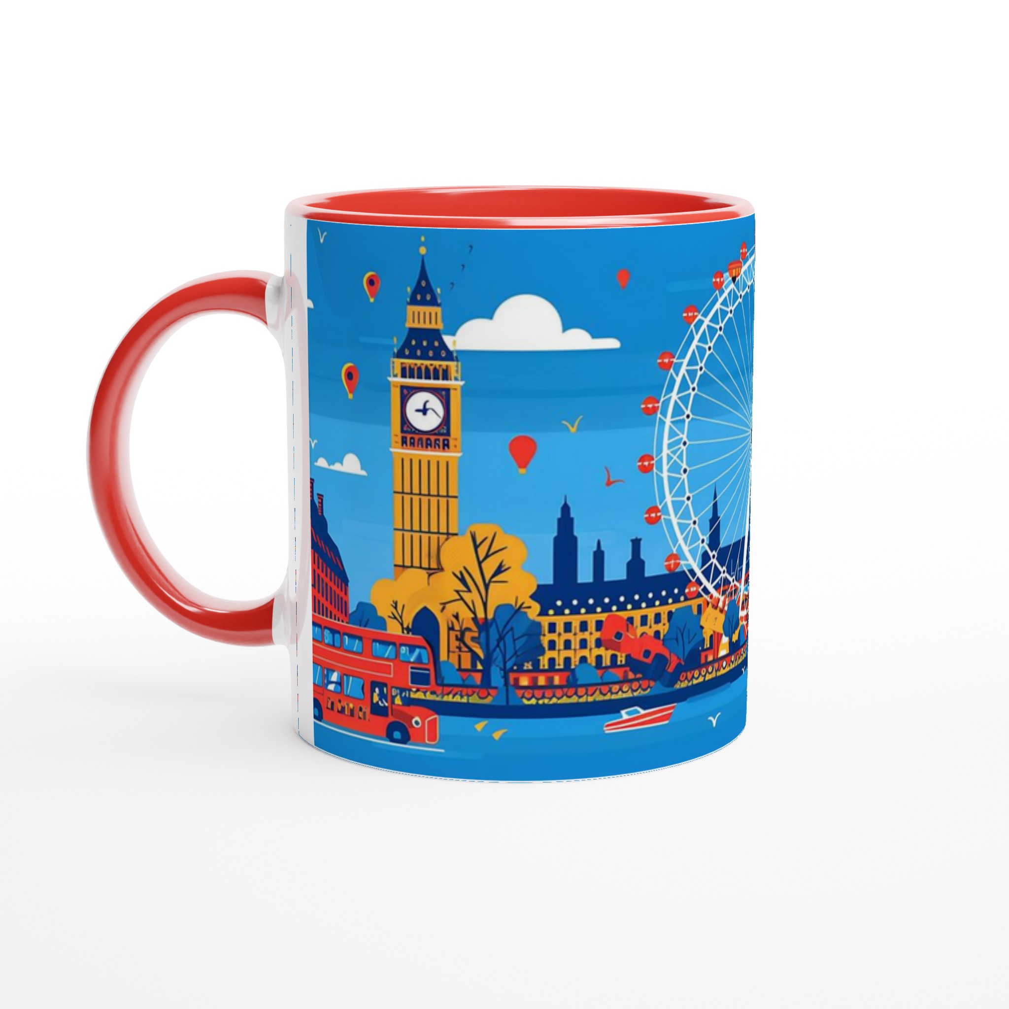 London Cityscape Keramikmugg – En levande konstnärlig hyllning till Big Ben & London Eye i ditt val av färg 2 de28ddc0-7a1a-4060-8b28-c7d24bd2c2d7