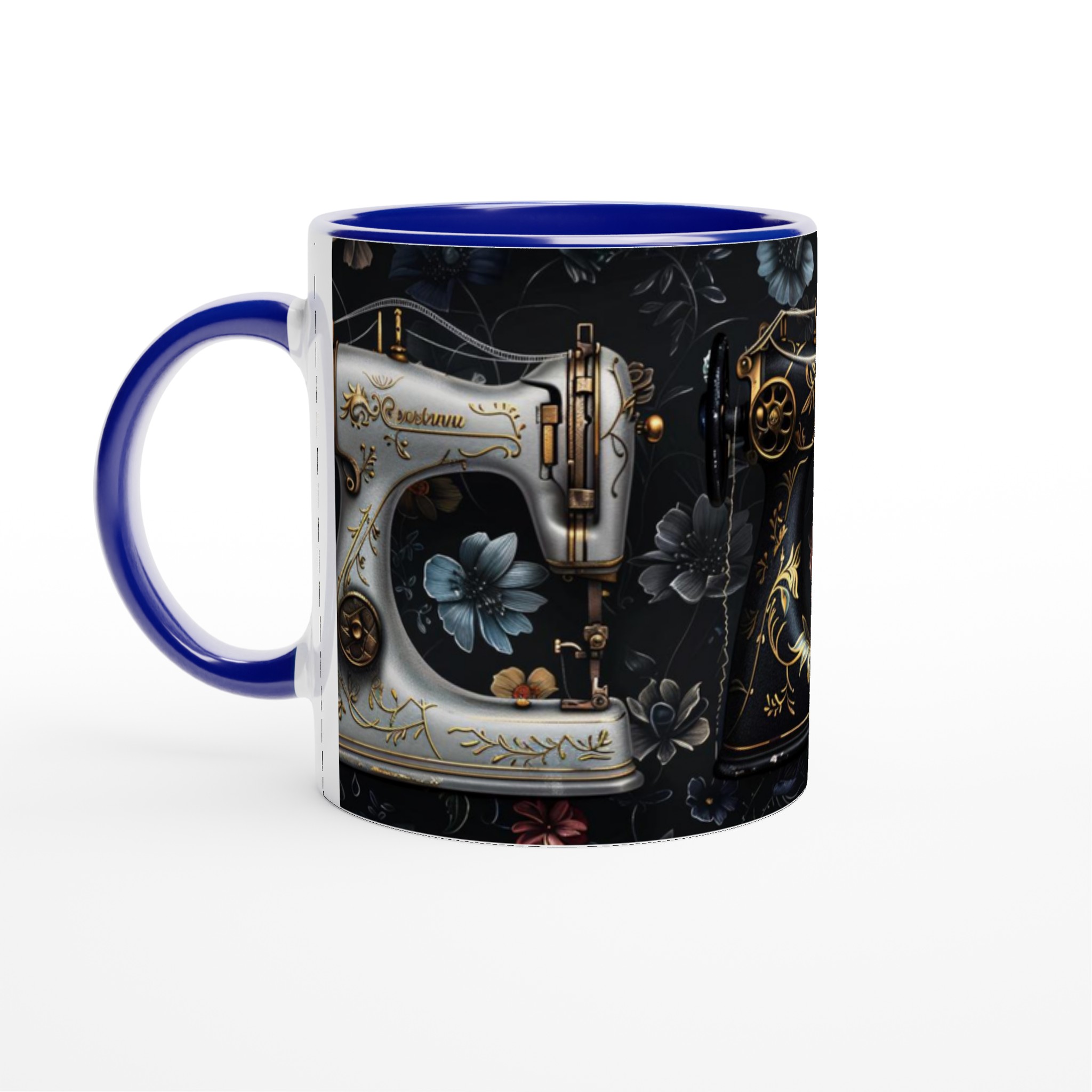 Vit 11oz keramisk mugg med elegant vintage symaskinsdesign i flera färgval 4 de86abba-1b4e-44fd-9a2b-5d974c511c15