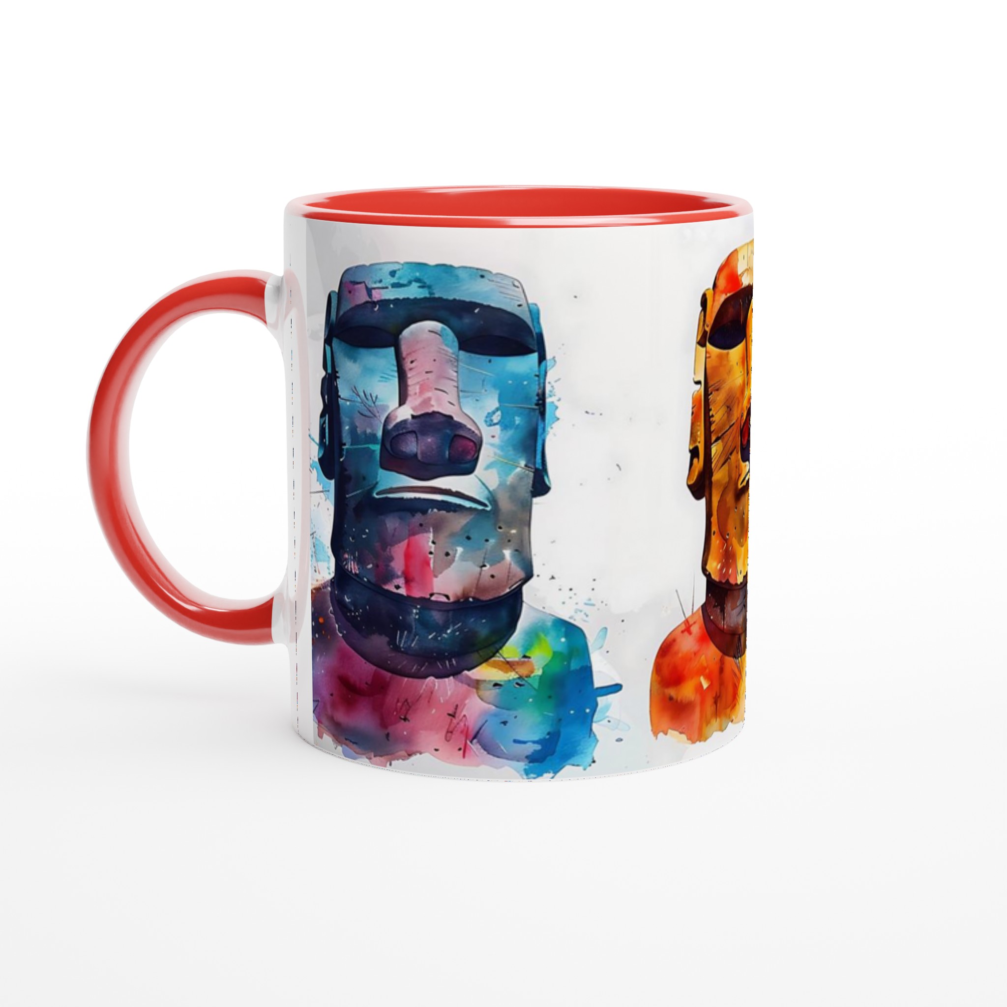 Moai-inspirerad Keramikmugg – Konstnärlig Akvarellstil i Valfri Färg 2 dec681b7-974c-4bf9-ba3d-342df44ef308