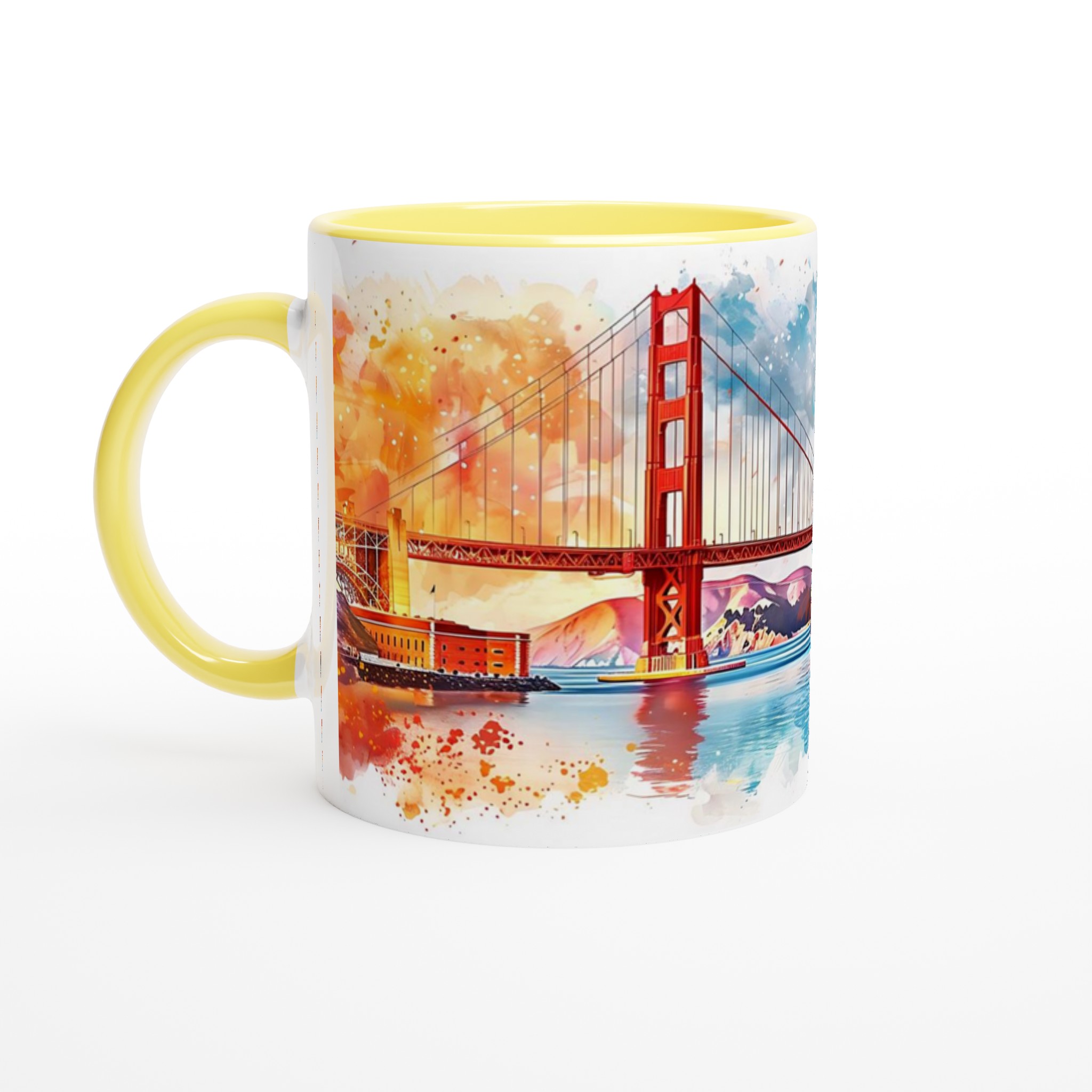 Golden Gate Bridge Akvarellmugg – Konstnärlig 11oz Keramisk Mugg i Väljbar Färg 5 ded7fa3c-b97a-4051-9852-0f7f1c271476
