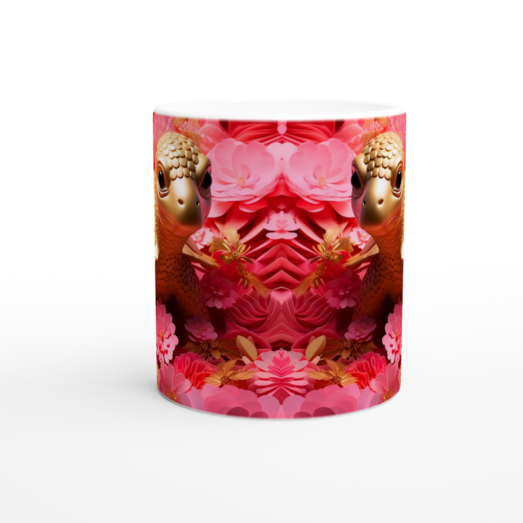 Lyxig Guldsköldpadda 11oz Keramisk Mugg – Rosafärgad Blomprakt för Din Dryckesstund 8 df36f1c5-43a2-4251-ae91-c2bee03de141