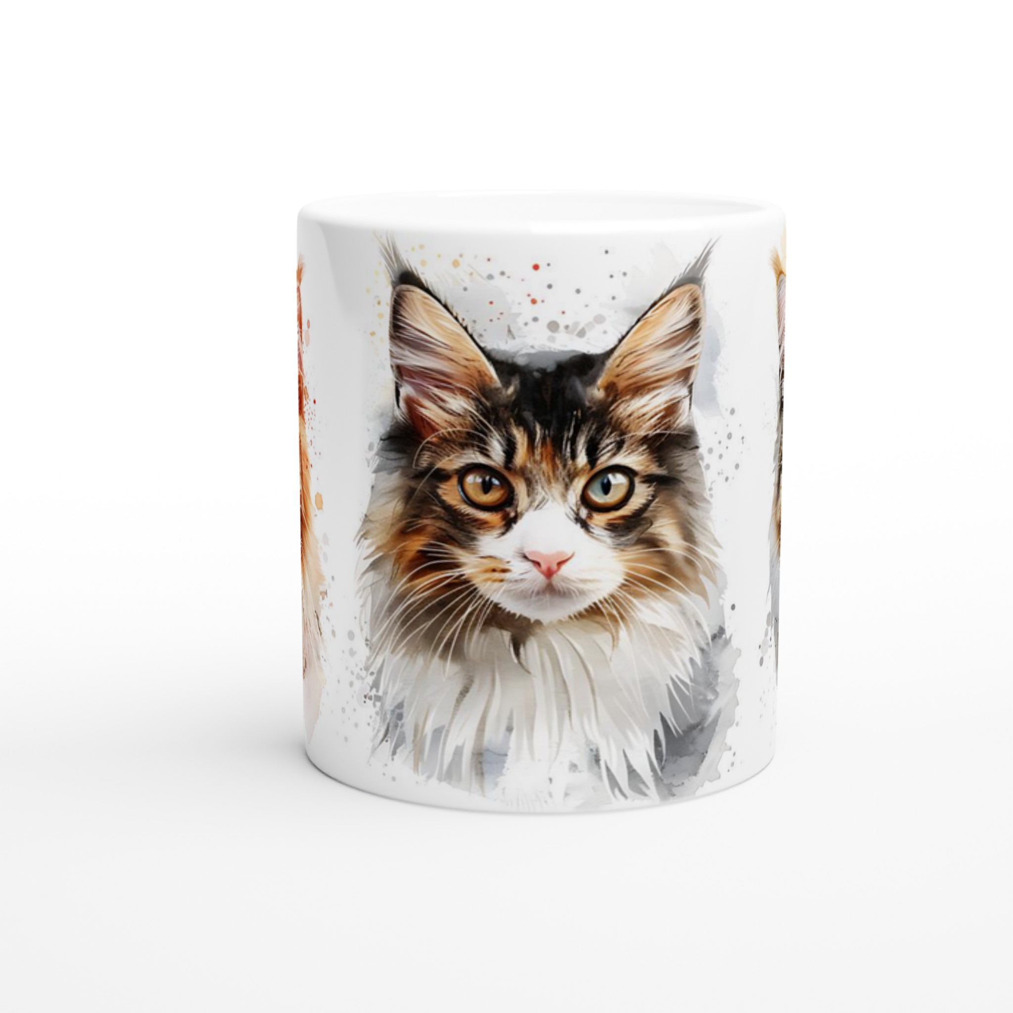 Kattansikten i akvarell – 11 oz keramikmugg i ditt val av sju färger 8 df37273f-6c91-4376-aa90-0e64c65bf493